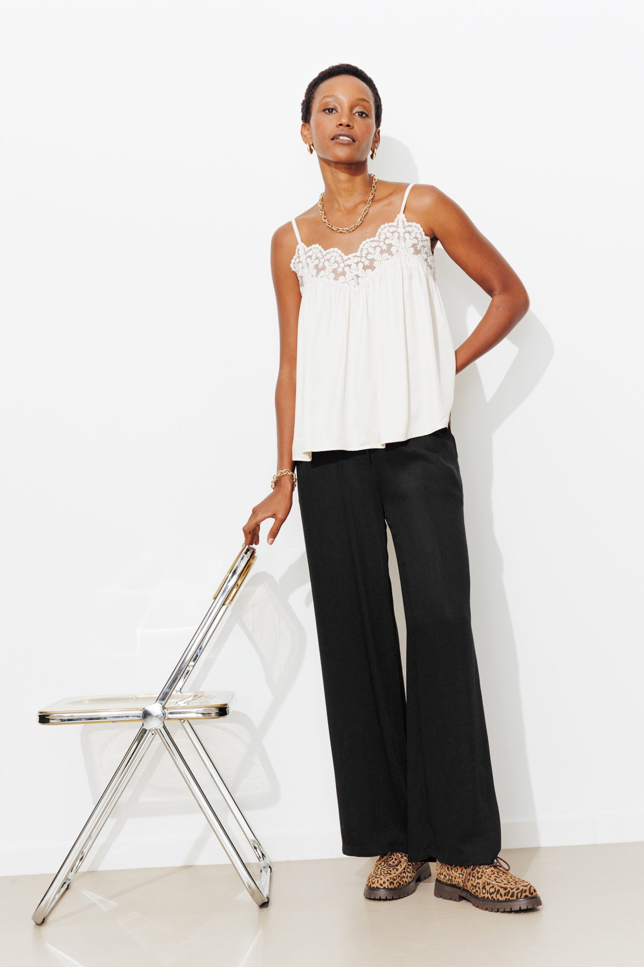 Pantalon large et uni Femme