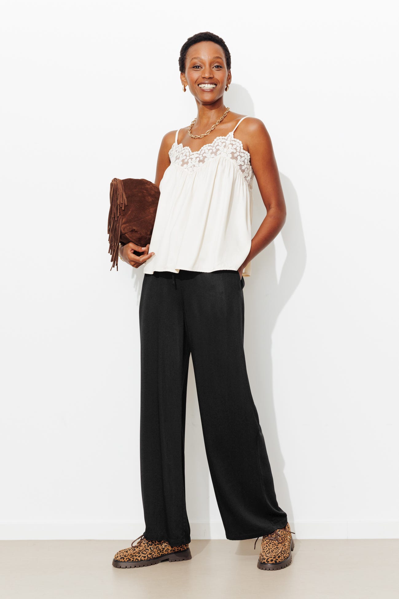 Pantalon large et uni Femme