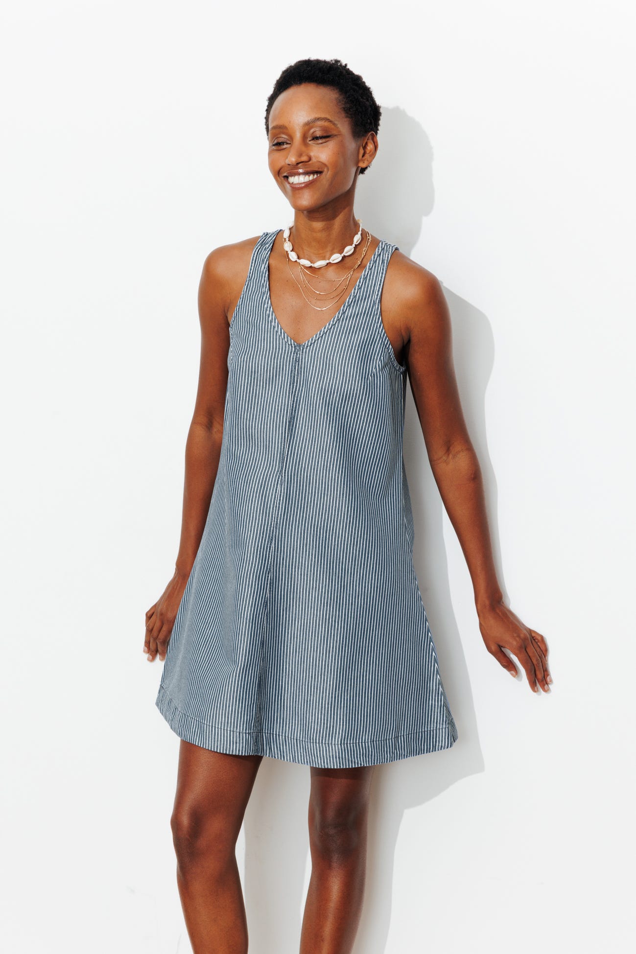 Robe courte trapèze rayée 