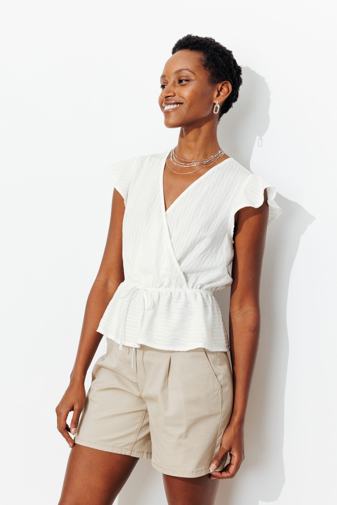 Crossover-effect blouse