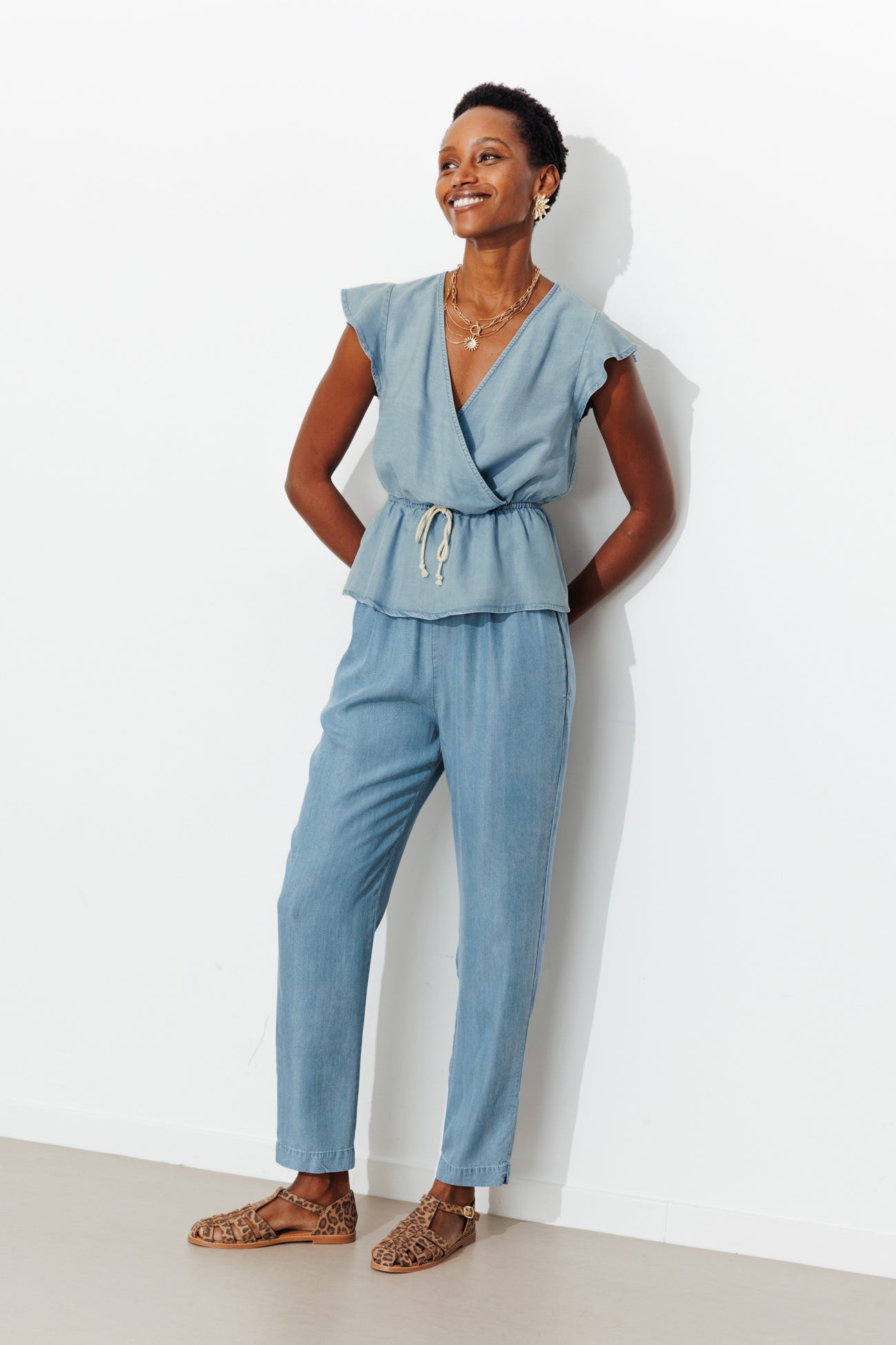 Blouse cache-coeur en lyocell