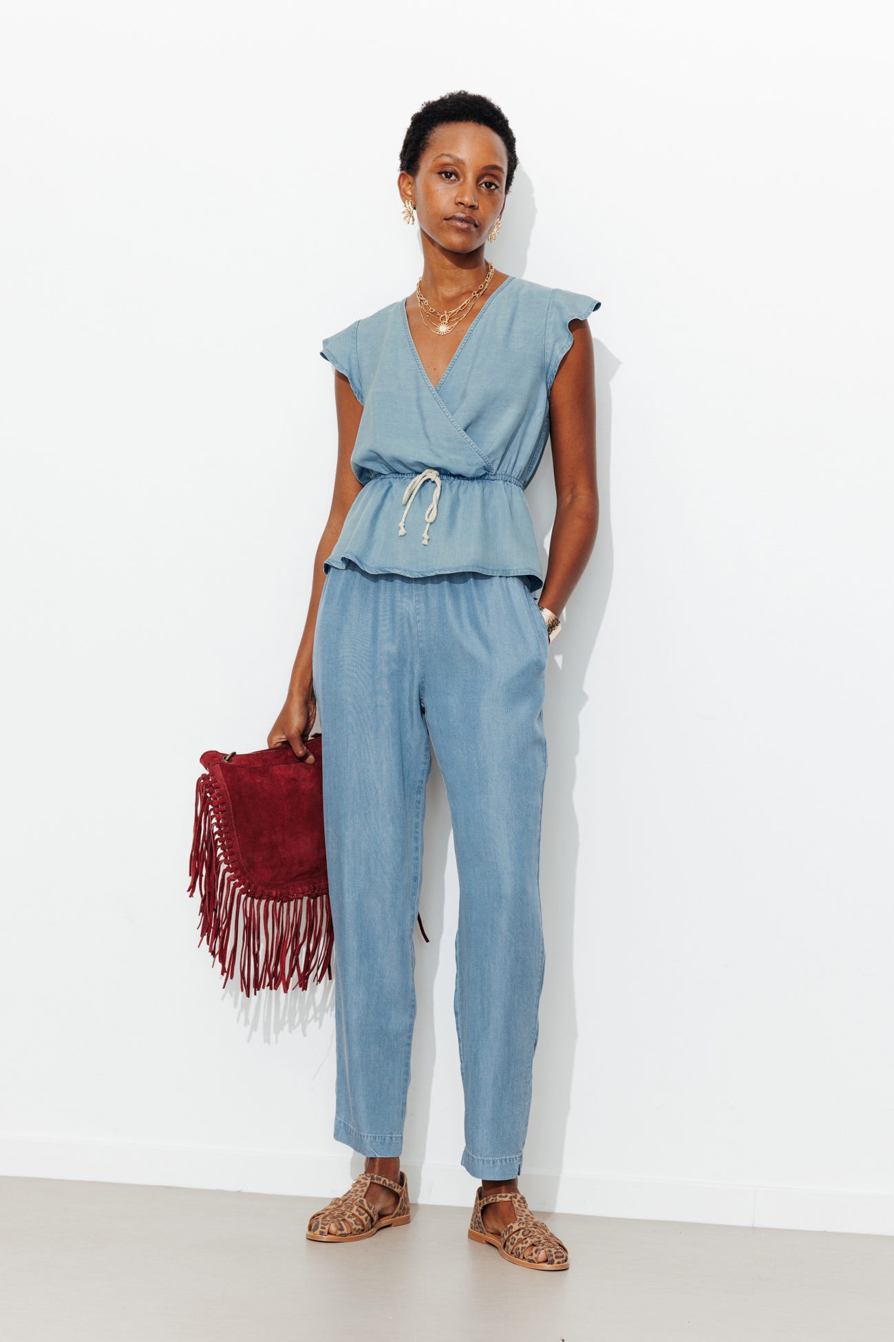 Blouse cache-coeur en lyocell