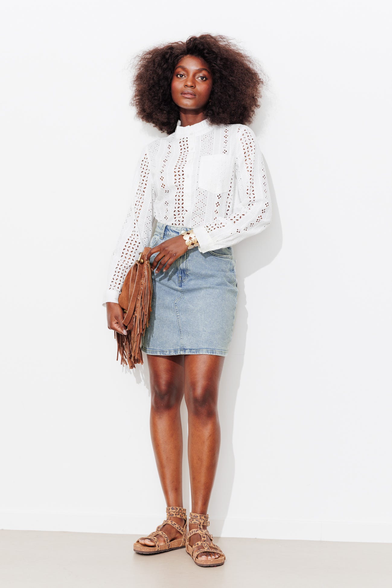 Short denim skirt