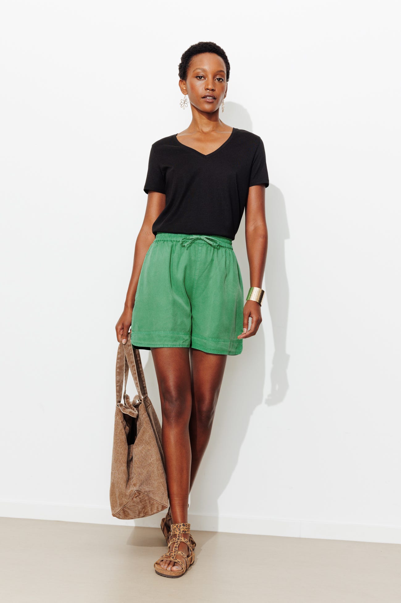 Unifarbene Shorts aus Lyocell