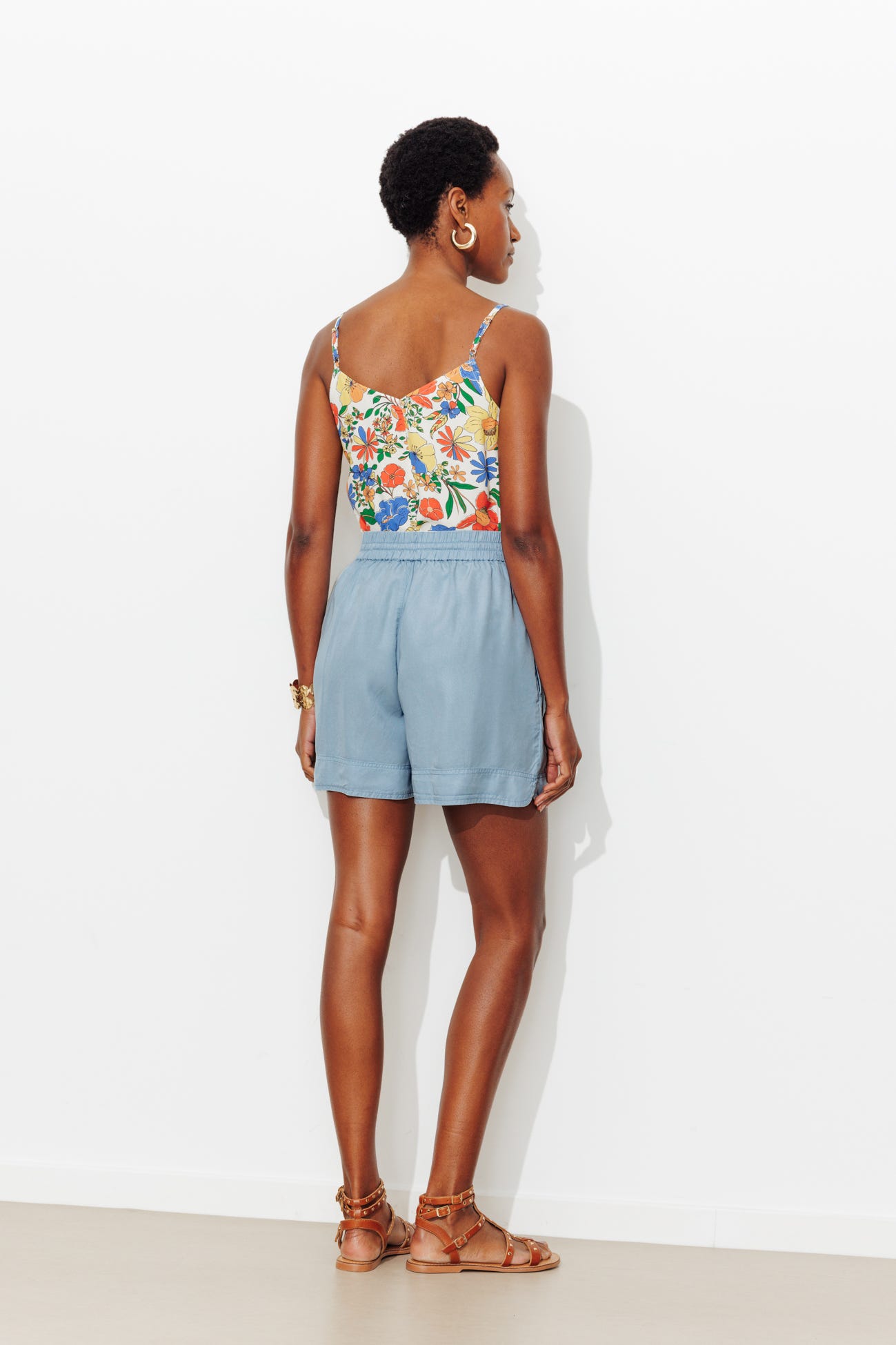 Shorts in lyocell tinta unita