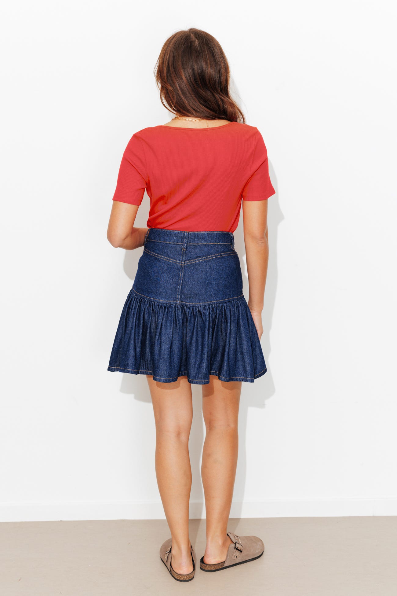 T-shirt côtelé col cœur Femme