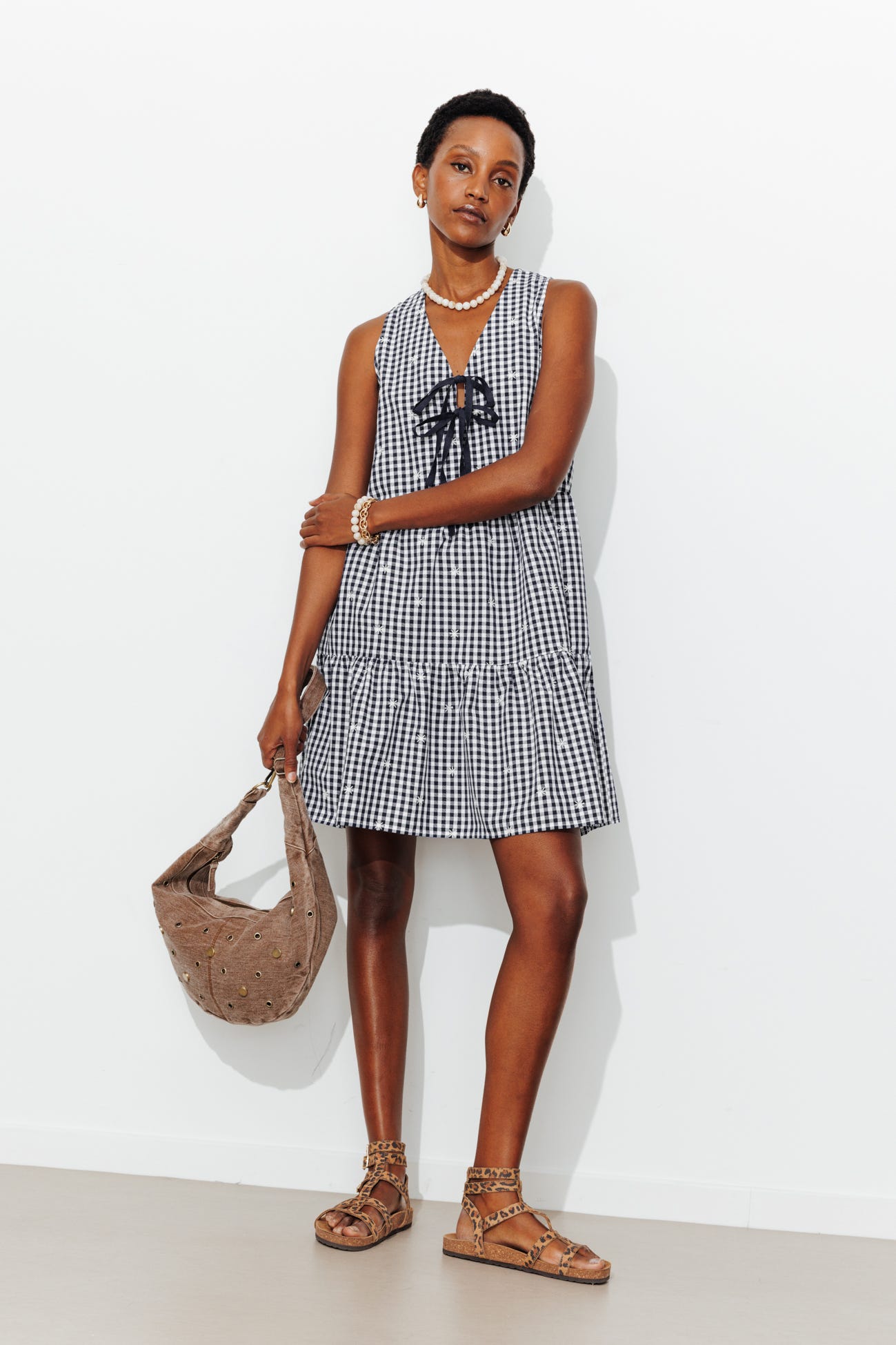 Robe vichy à nouettes Femme