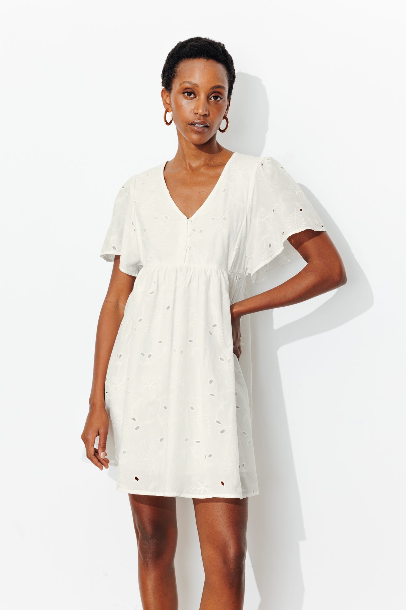 Embroidered babydoll dress