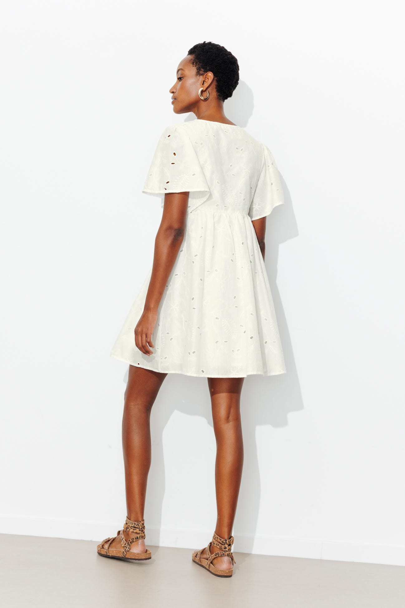 Embroidered babydoll dress