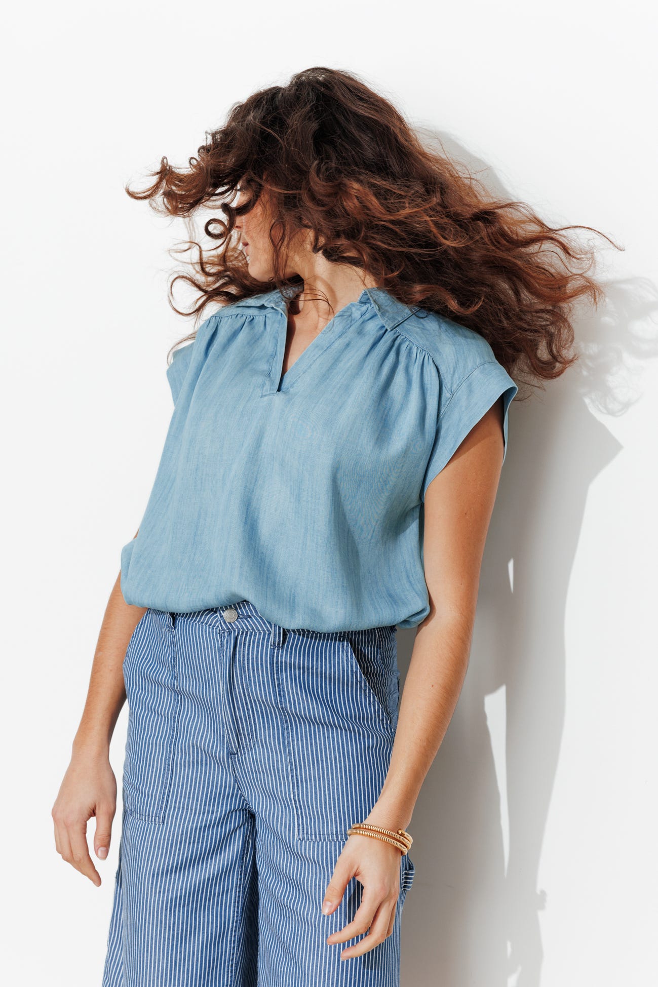 Blouse unie en lyocell Femme