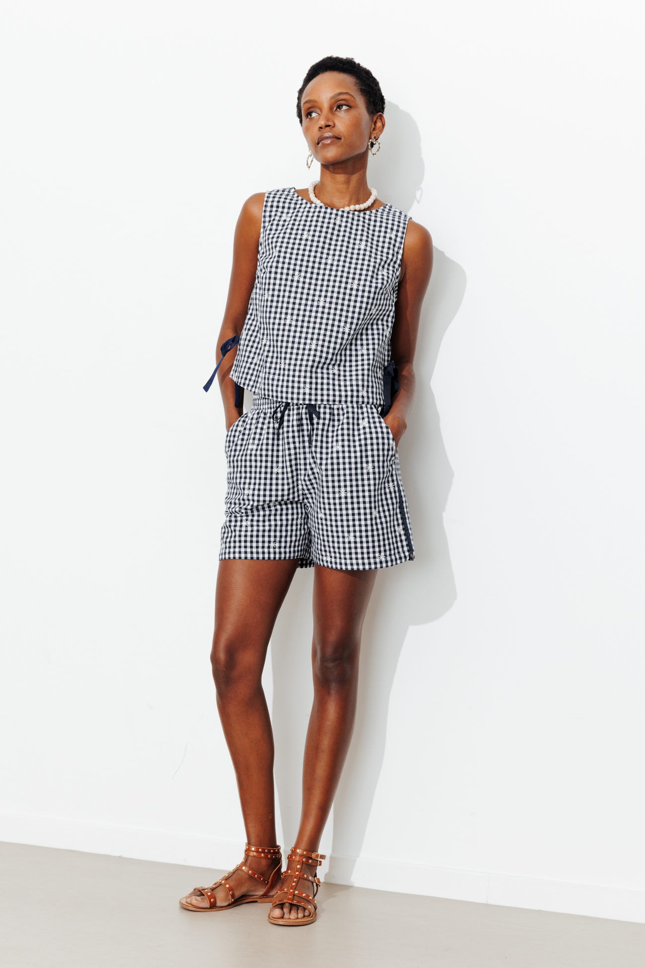 Short en vichy brodé Femme