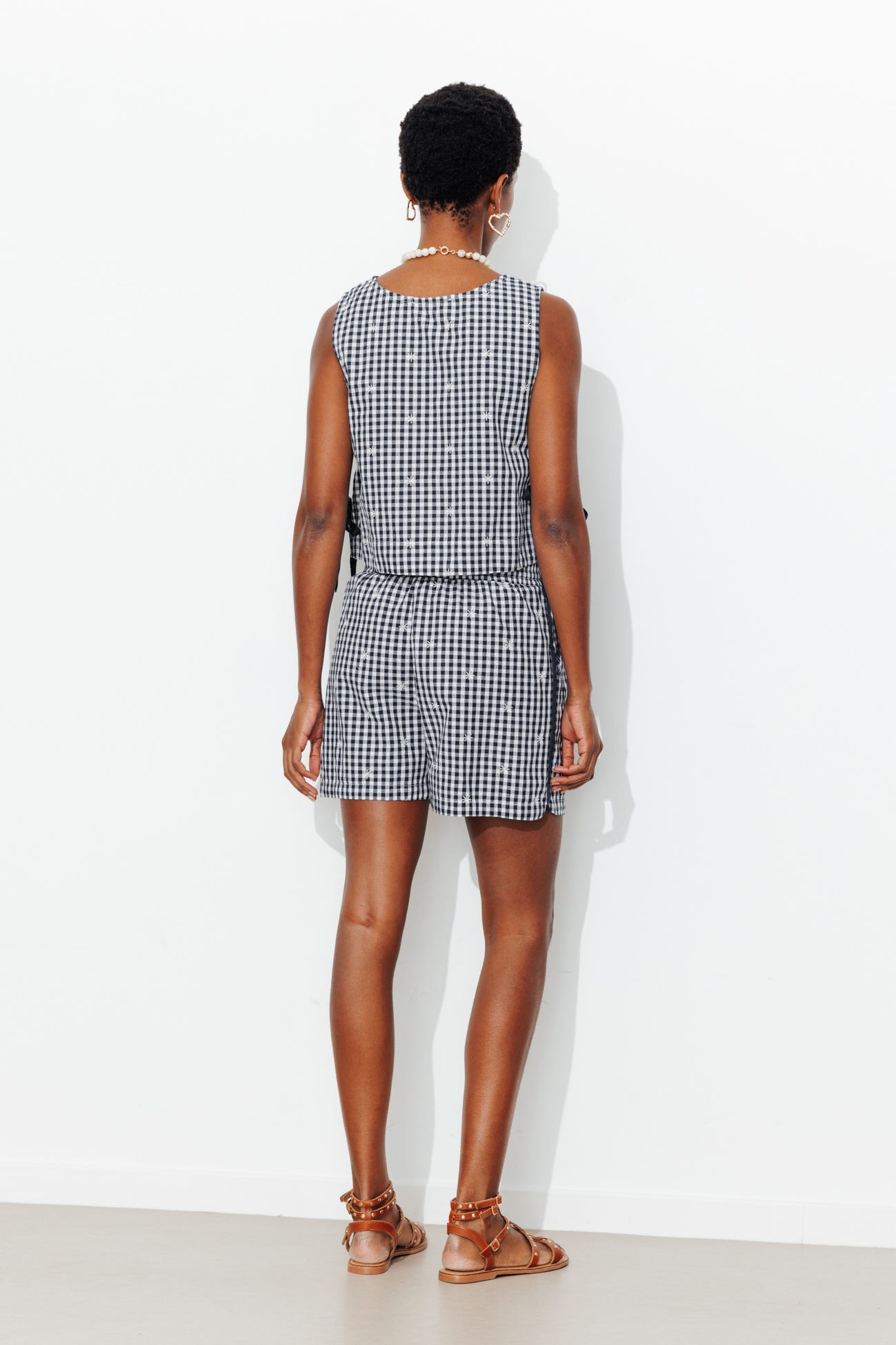 Short en vichy brodé Femme