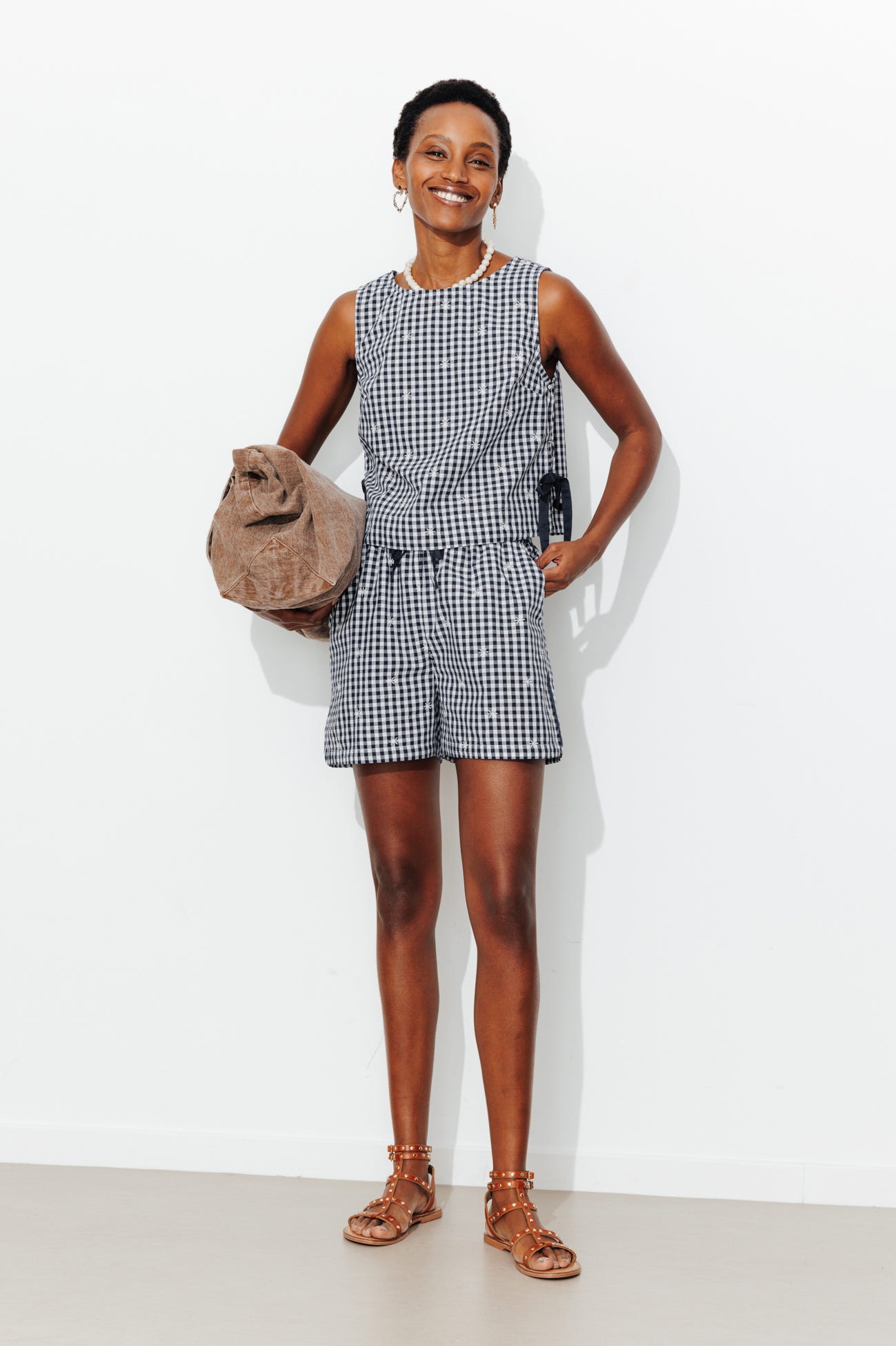 Short en vichy brodé Femme