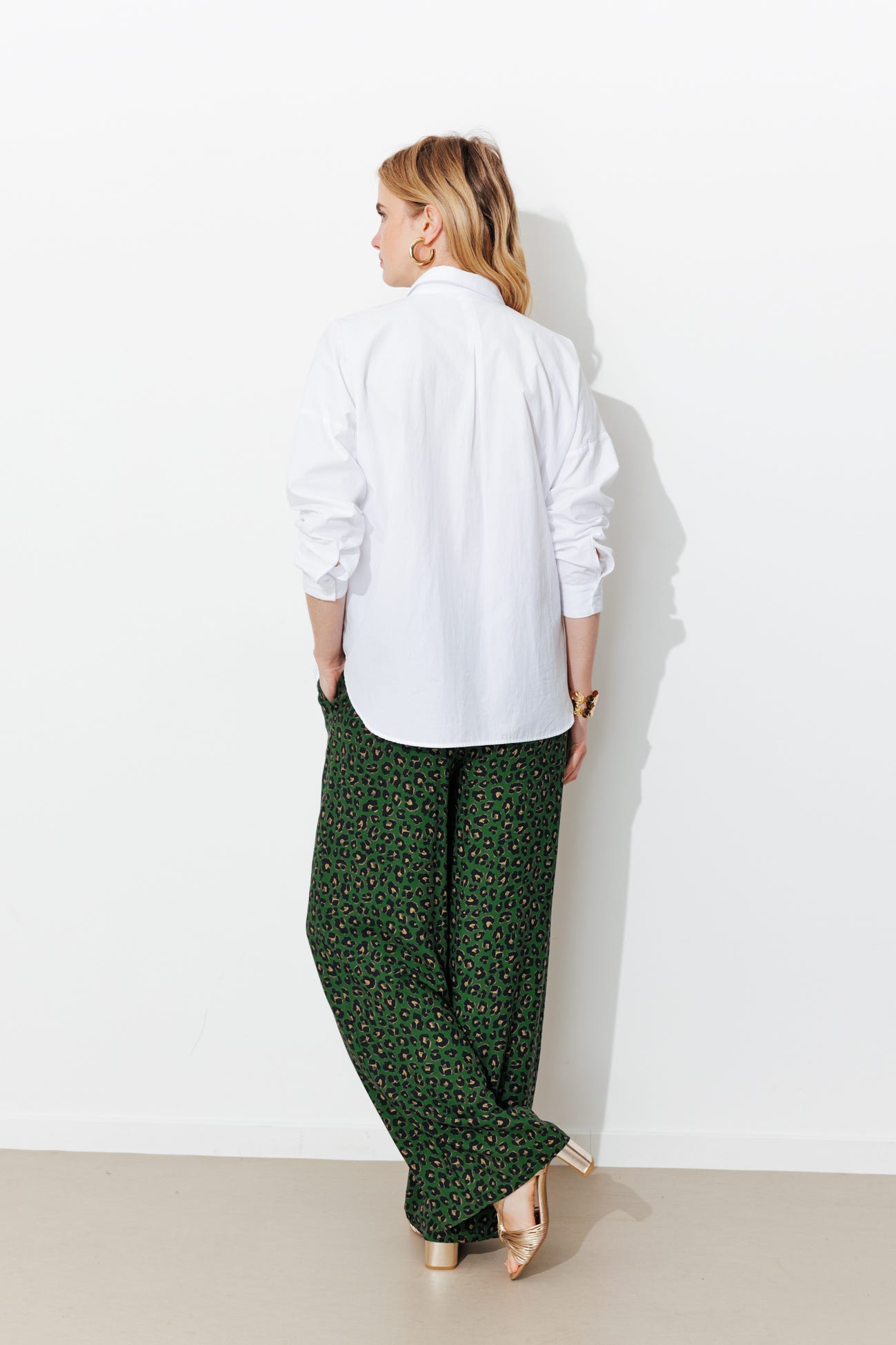 Wideleg leopard trousers