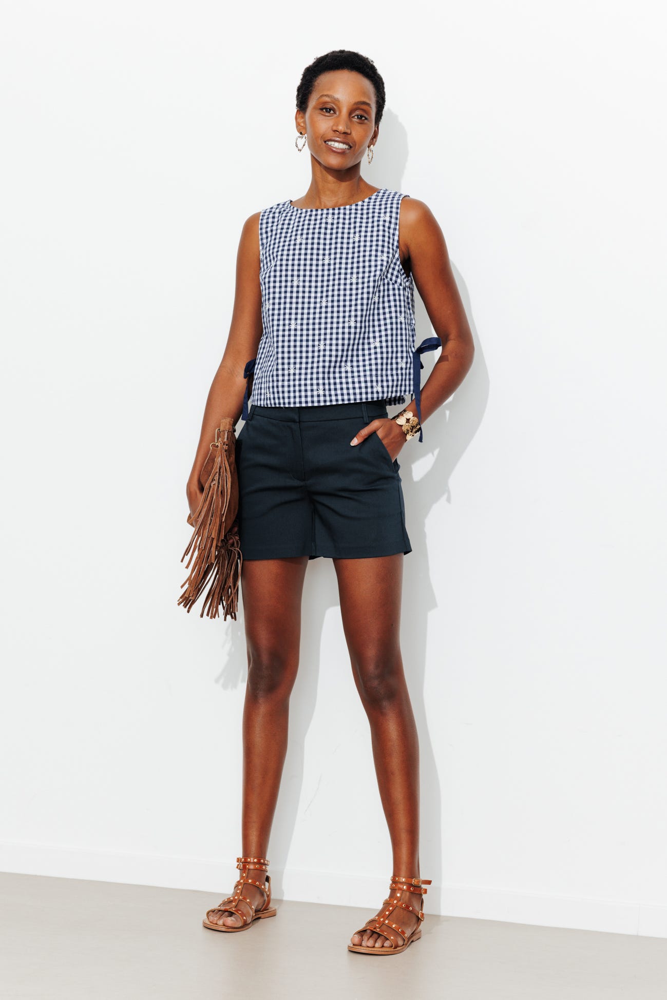 Shorts chic a tinta unita