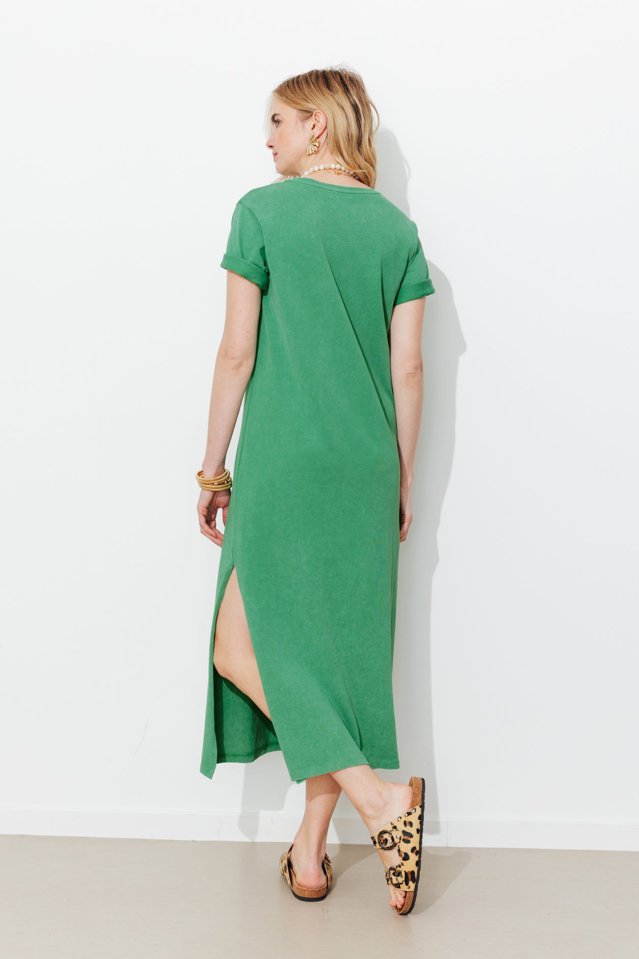 Robe longue coeur léopard