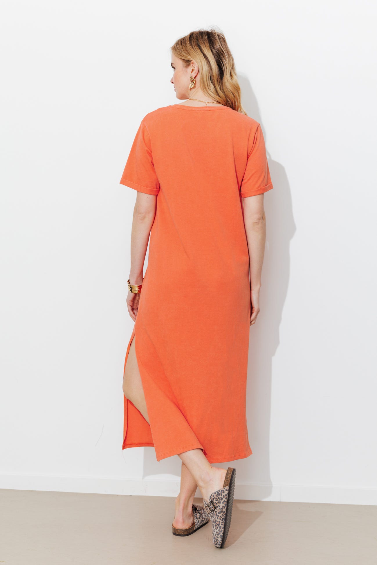 Robe longue coeur léopard