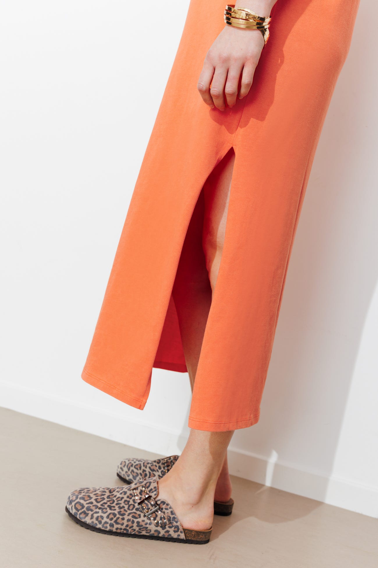 Robe longue coeur léopard