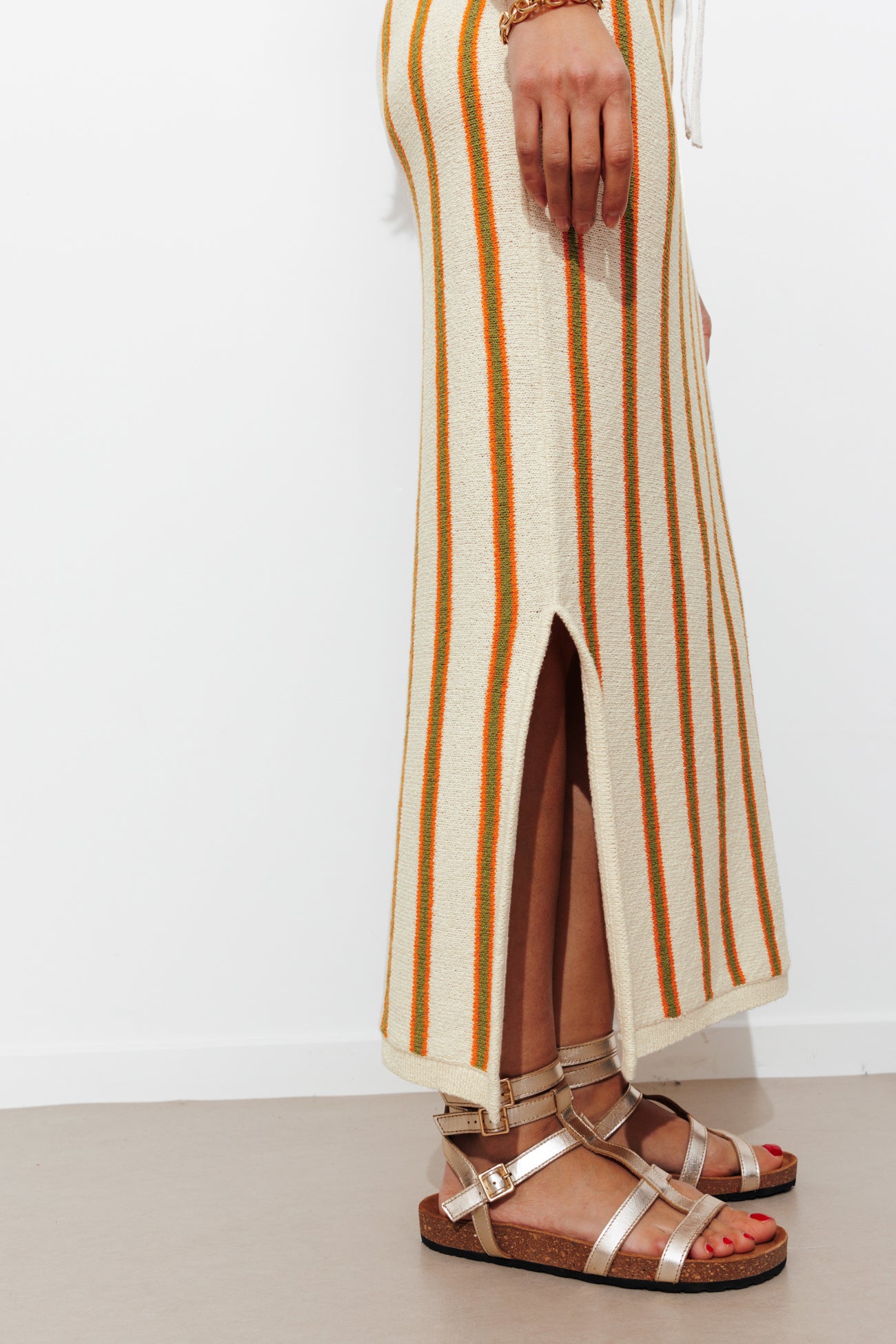 Long knit skirt - Multicolour stripes