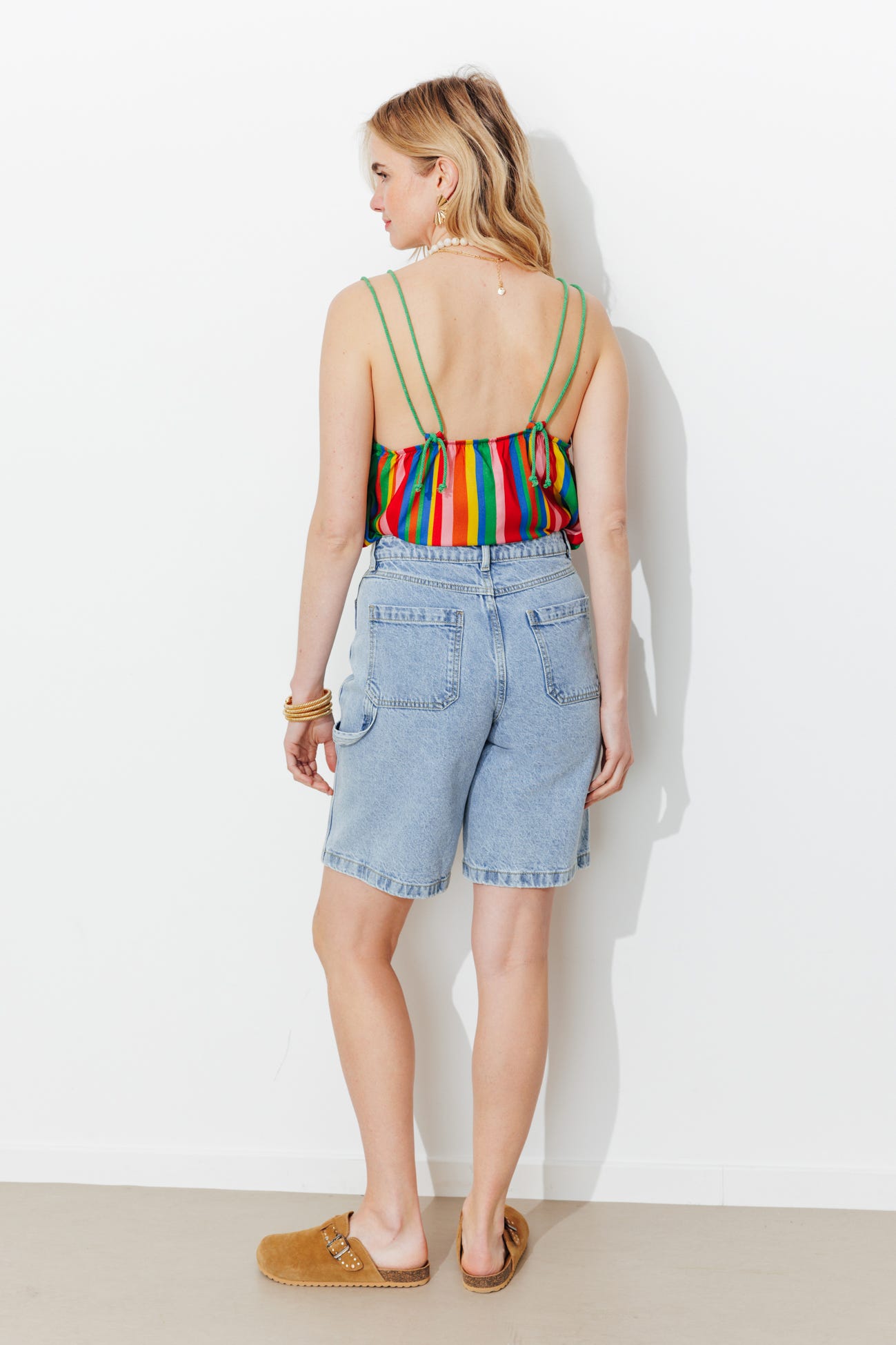 Top rayé à bretelles nouées