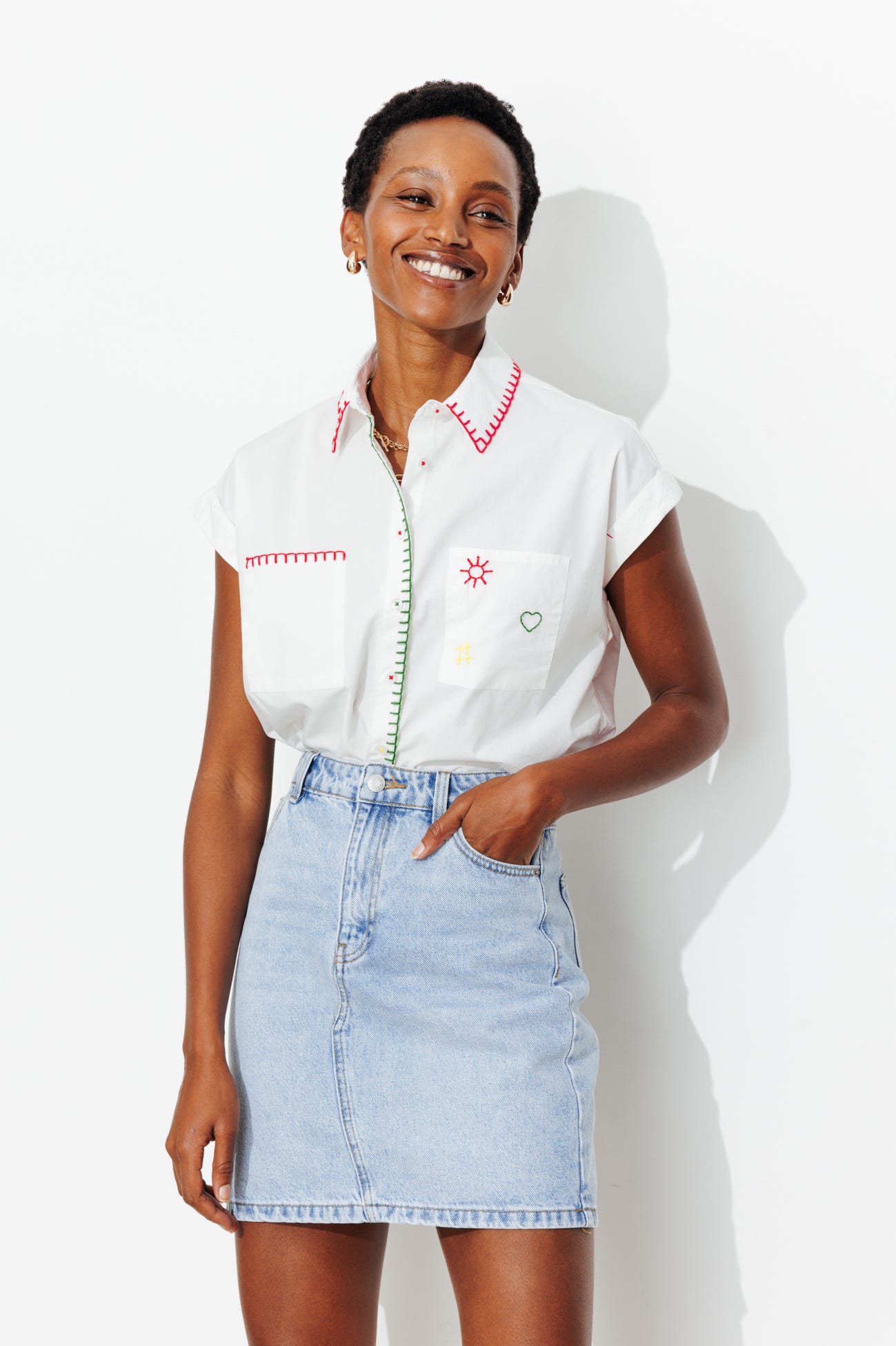 Embroidered cotton shirt
