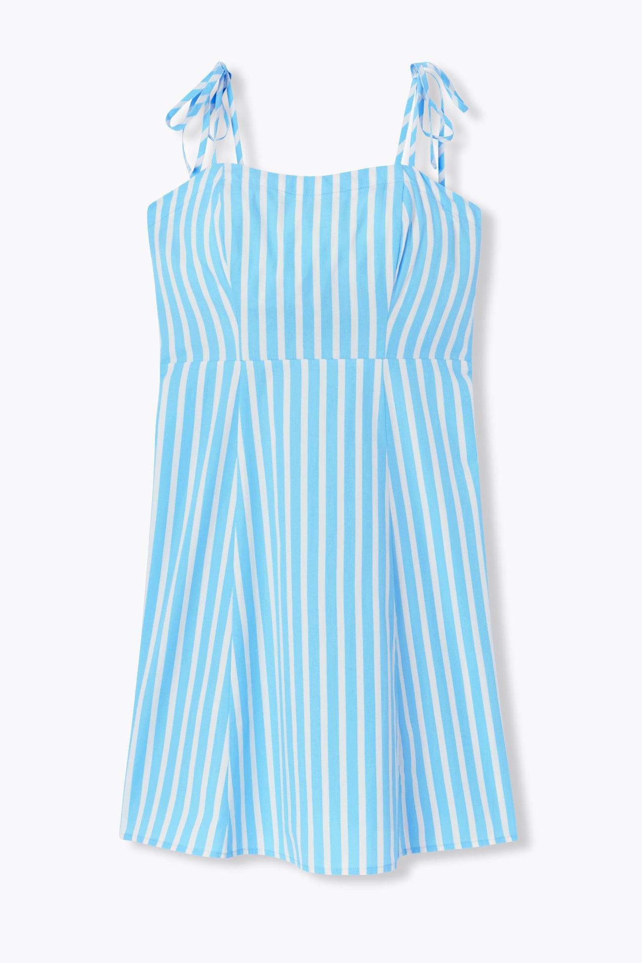 blue and white striped dress short Audrey Pleated Mini Shirt Dress