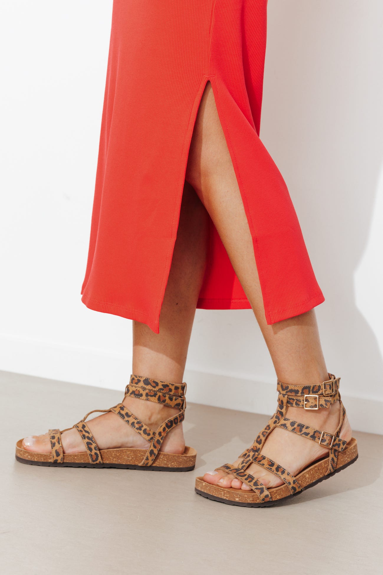 Long jersey rib dress