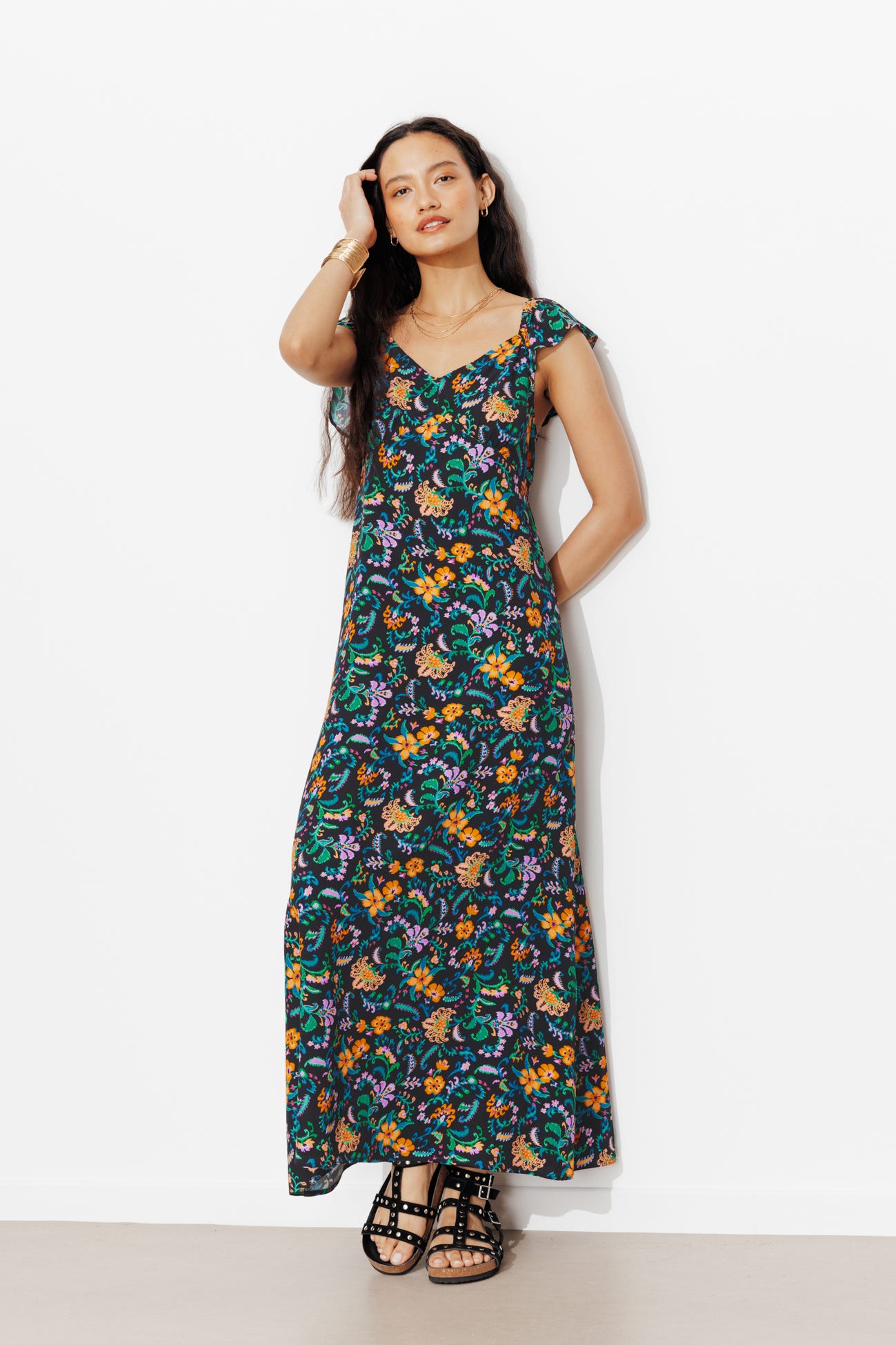 Longue robe imprimée Femme