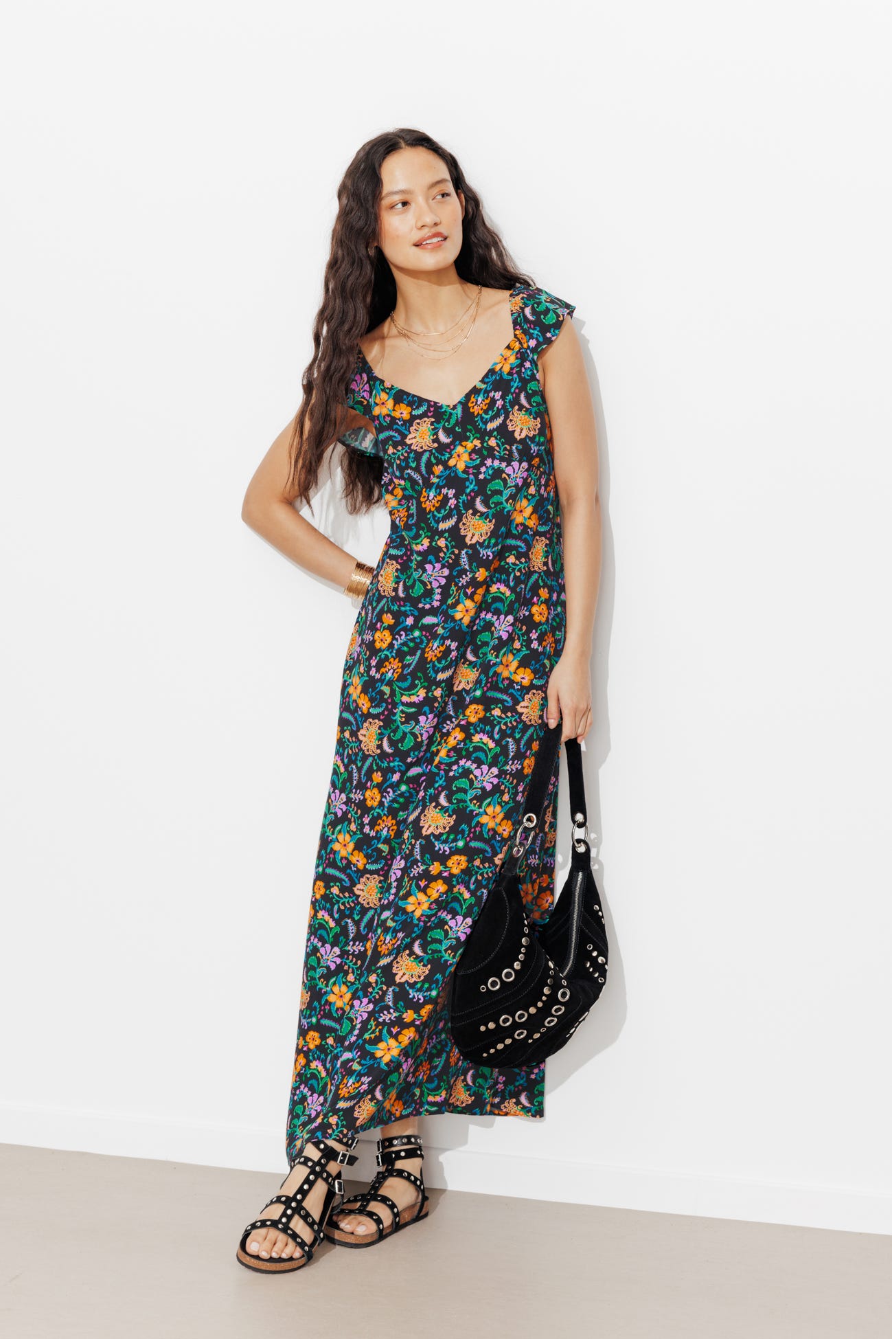 Longue robe imprimée Femme