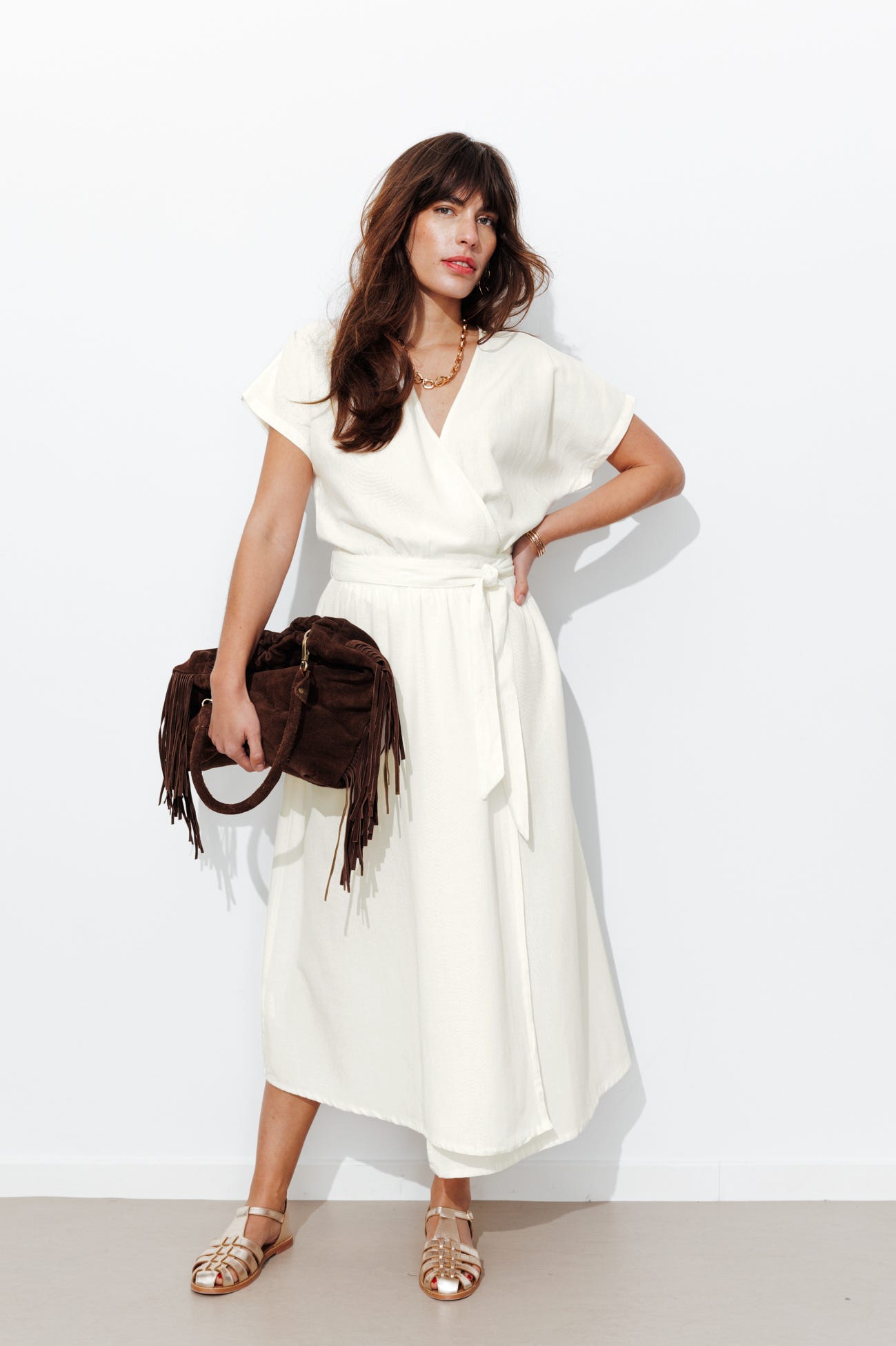 Robe portefeuille unie Femme