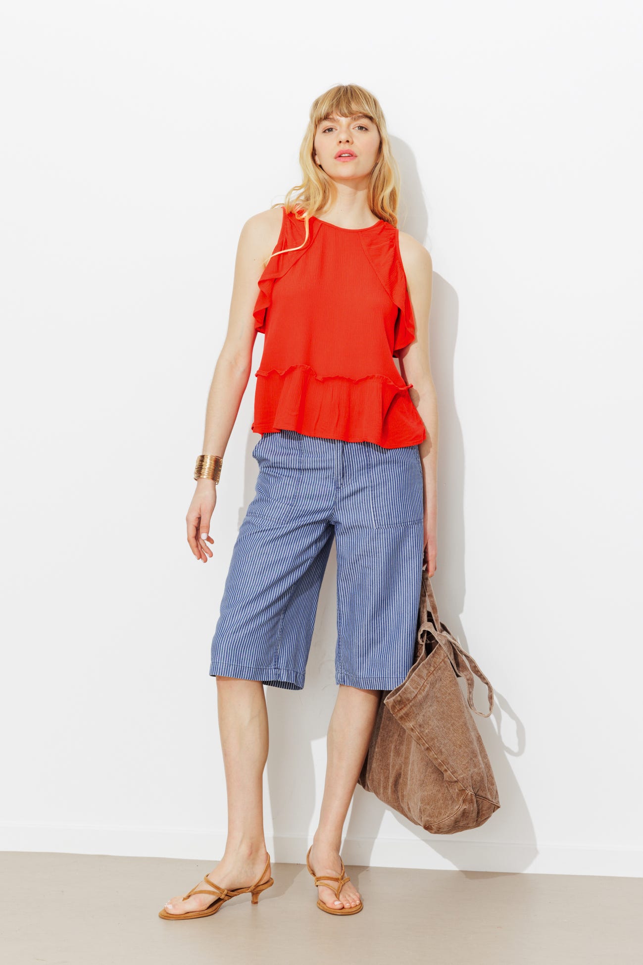 Top volanté uni Femme