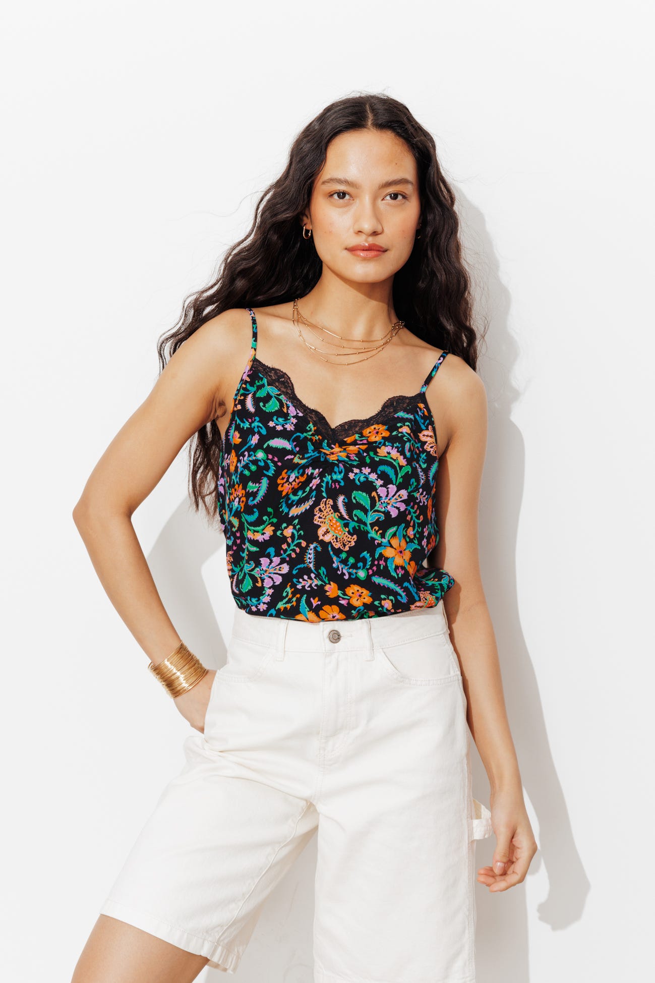 Patterned lace detail top