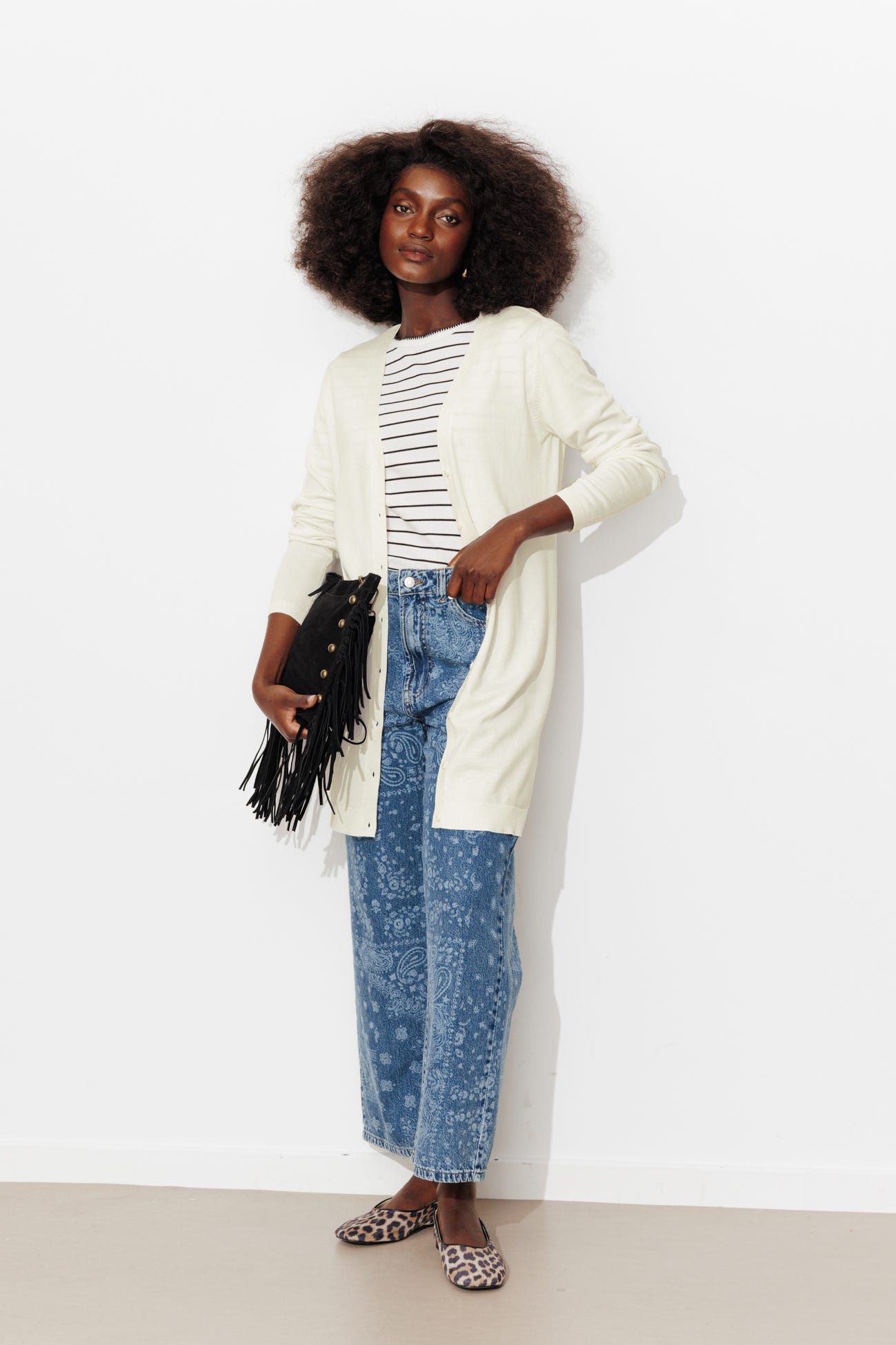 Long cardigan en maille fine