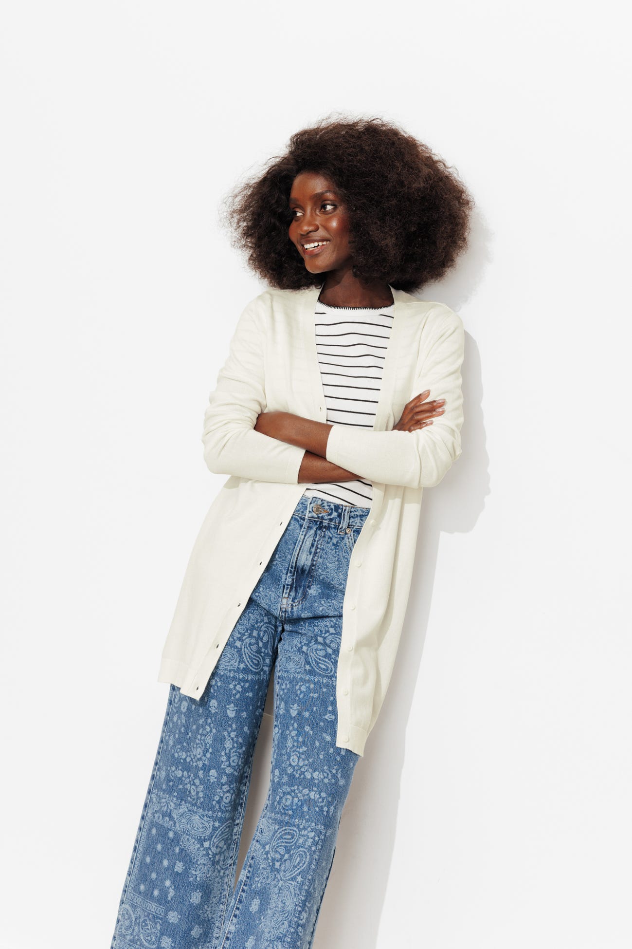 Long cardigan en maille fine