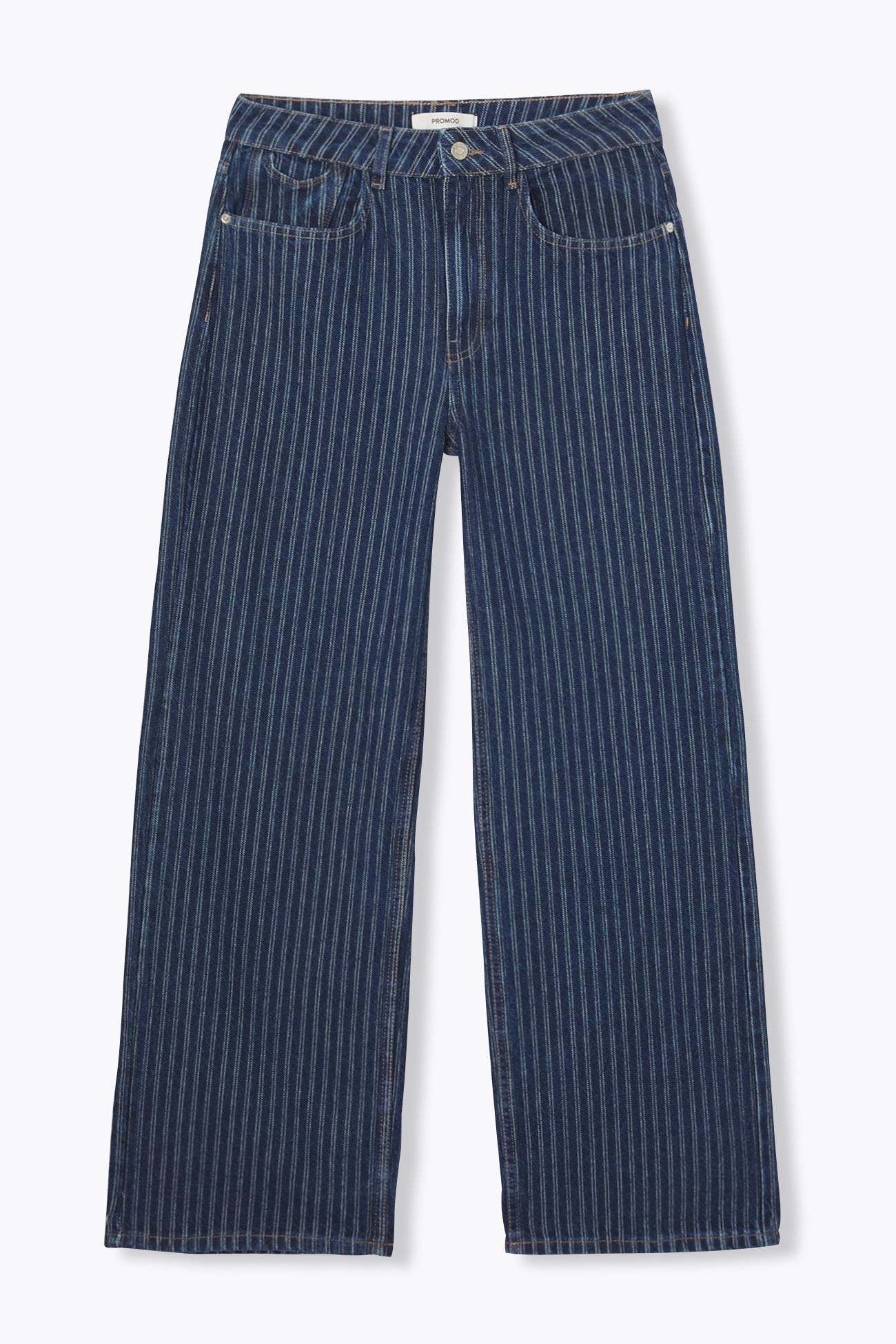 Jean large rayé taille haute