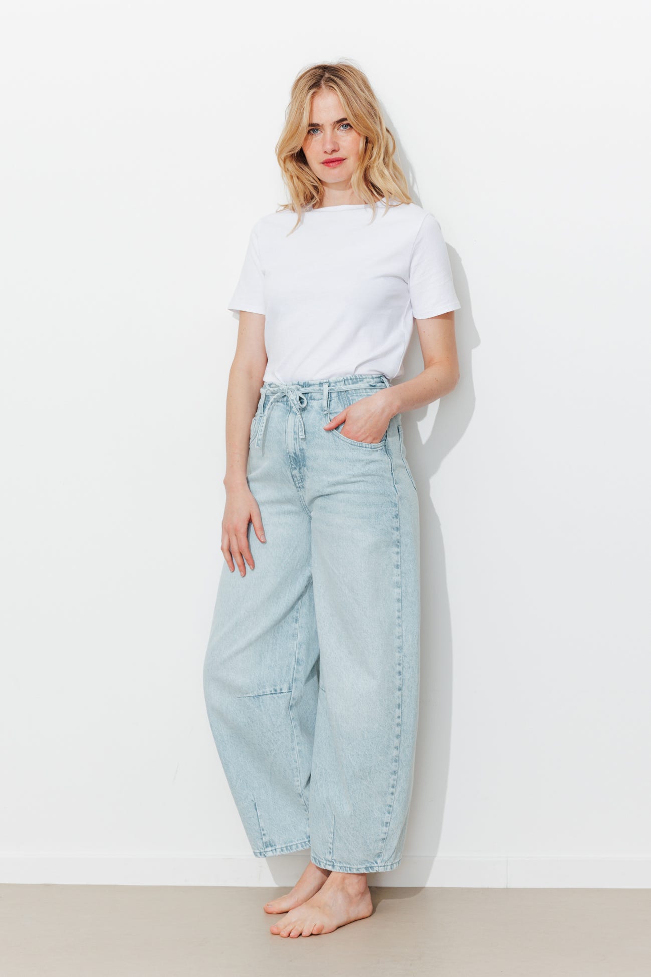 Jean balloon taille haute