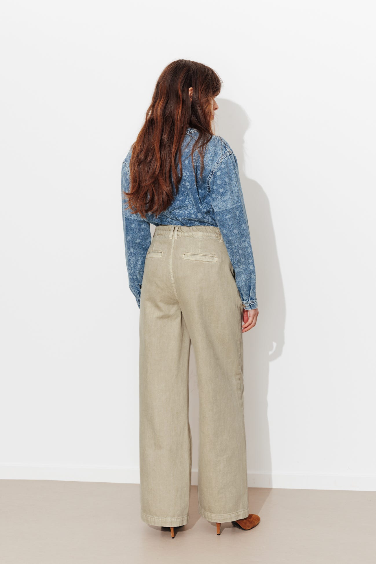 Pantalon large taille haute