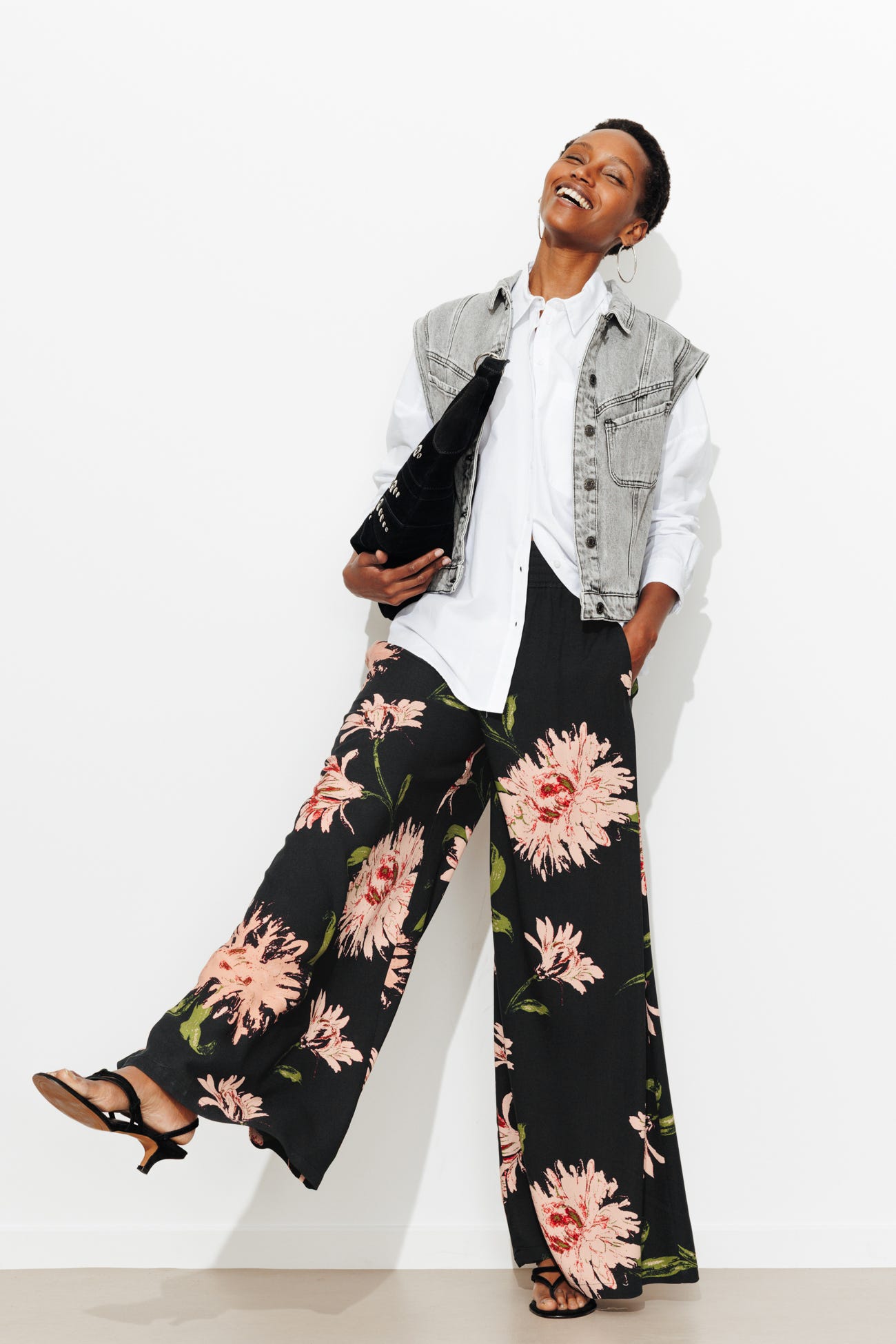 Pantalon large imprimé Femme