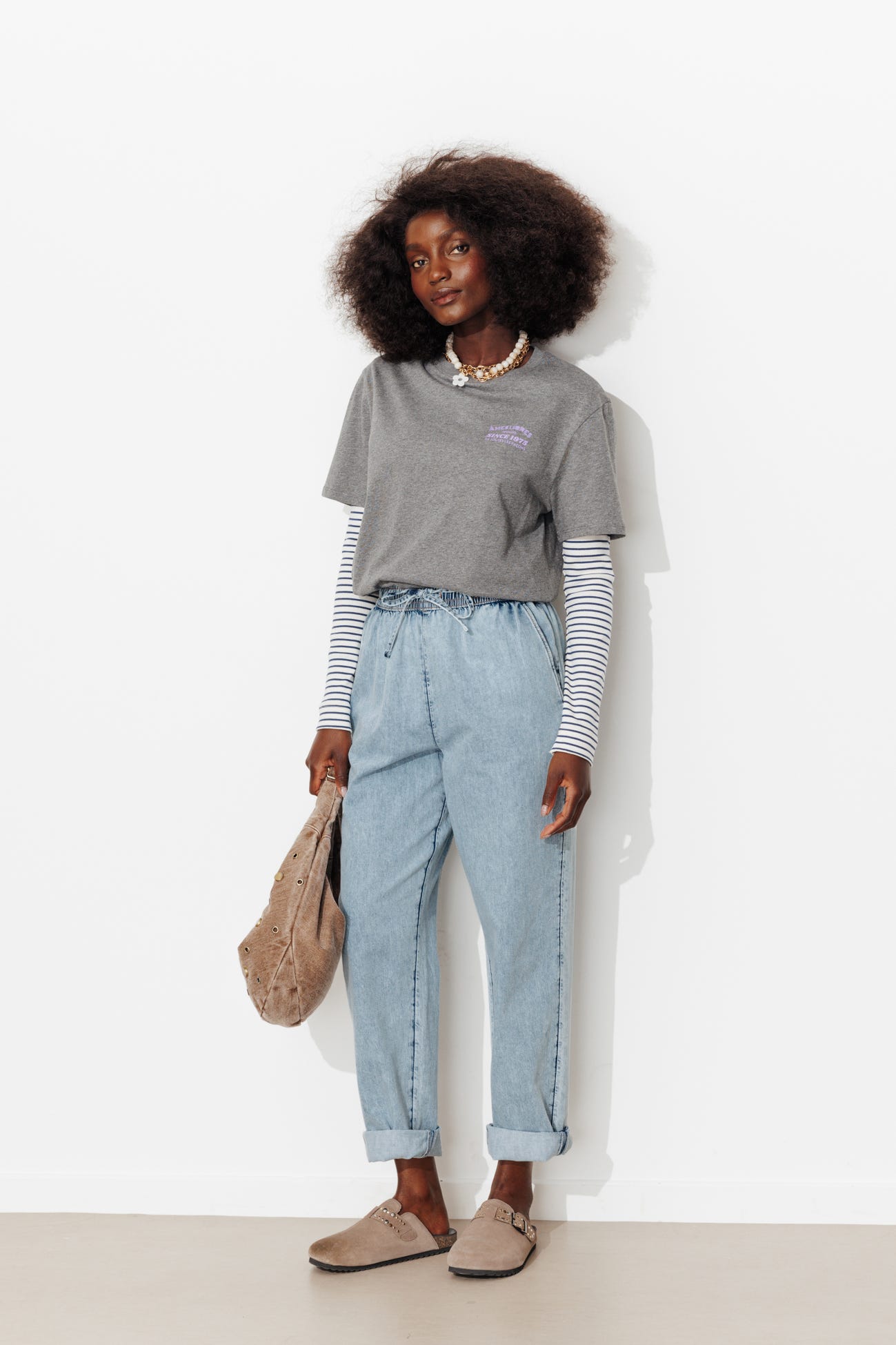 Denim jogging trousers