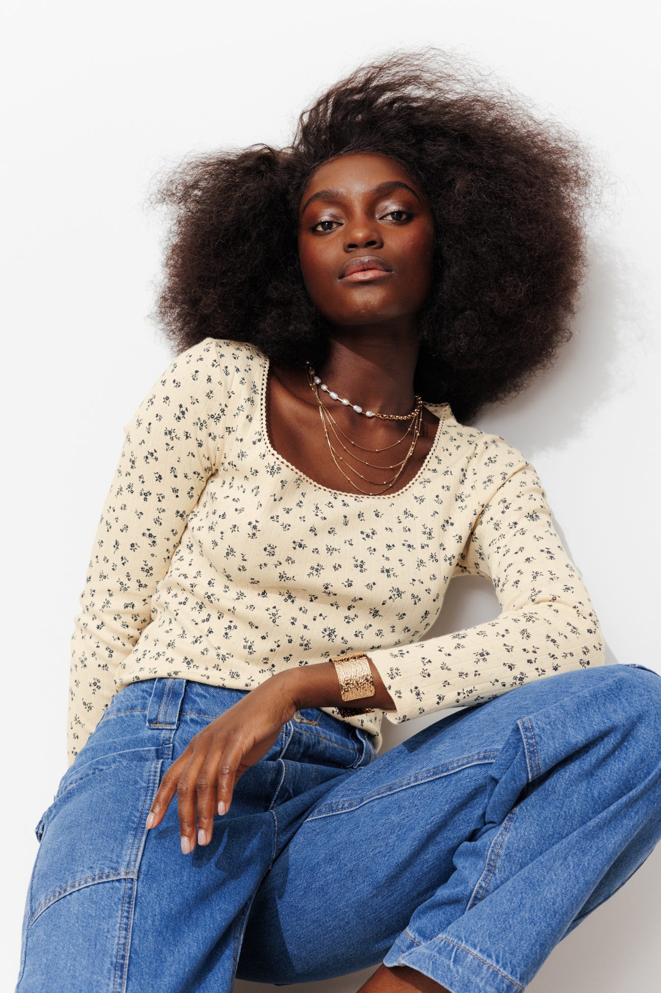 T-shirt pointelle imprimé