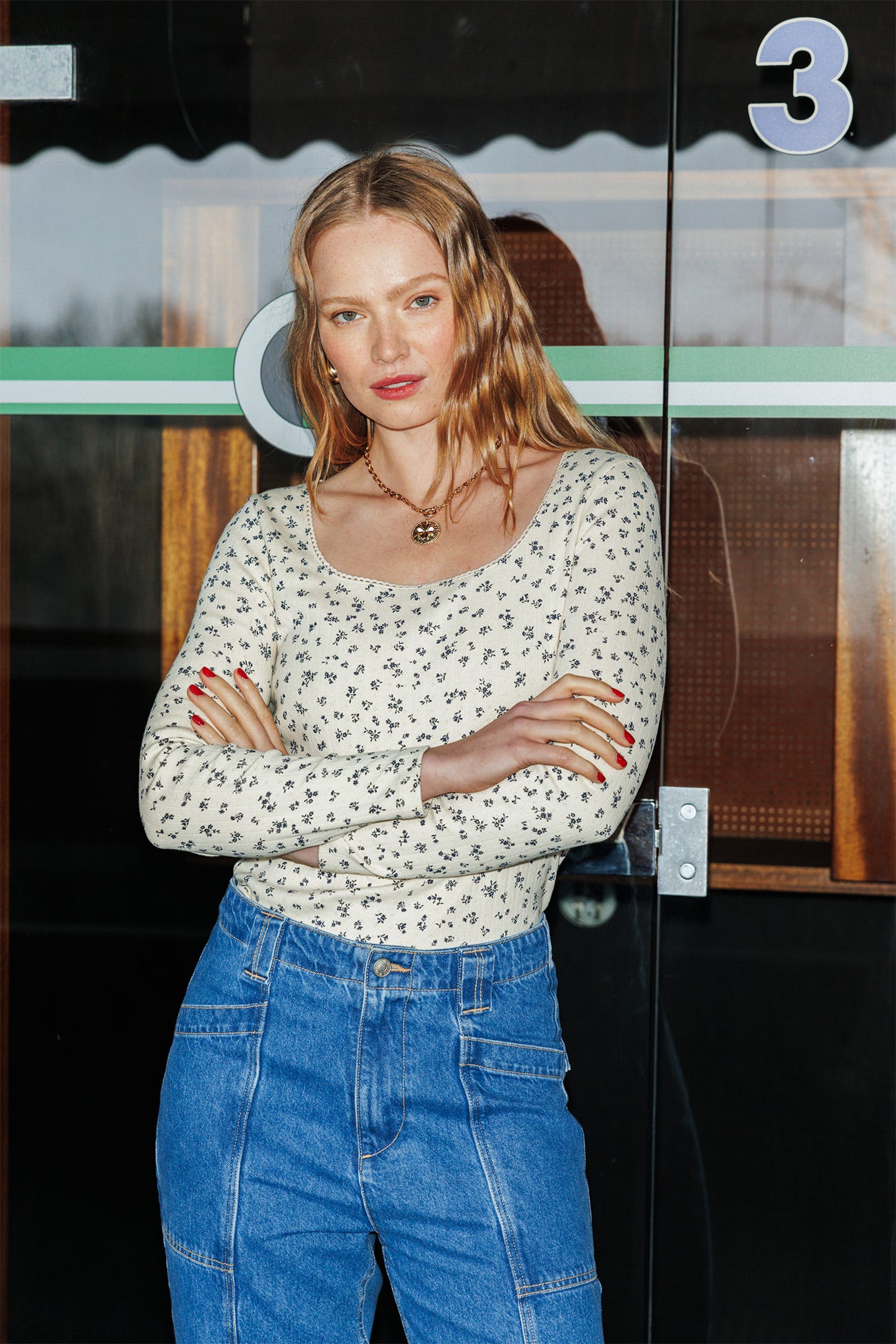 T-shirt pointelle imprimé