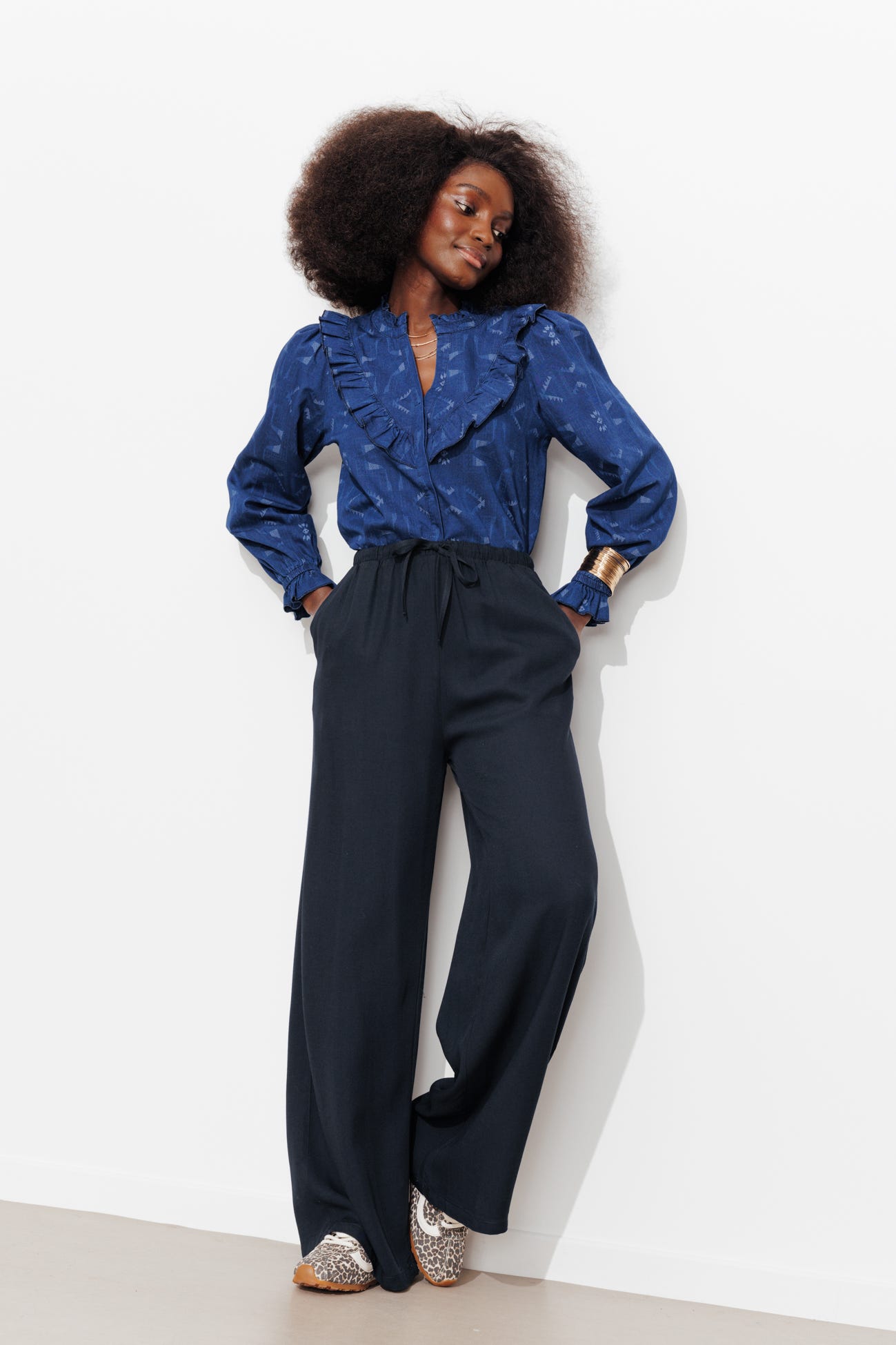 Pantalon large ceinturé Femme