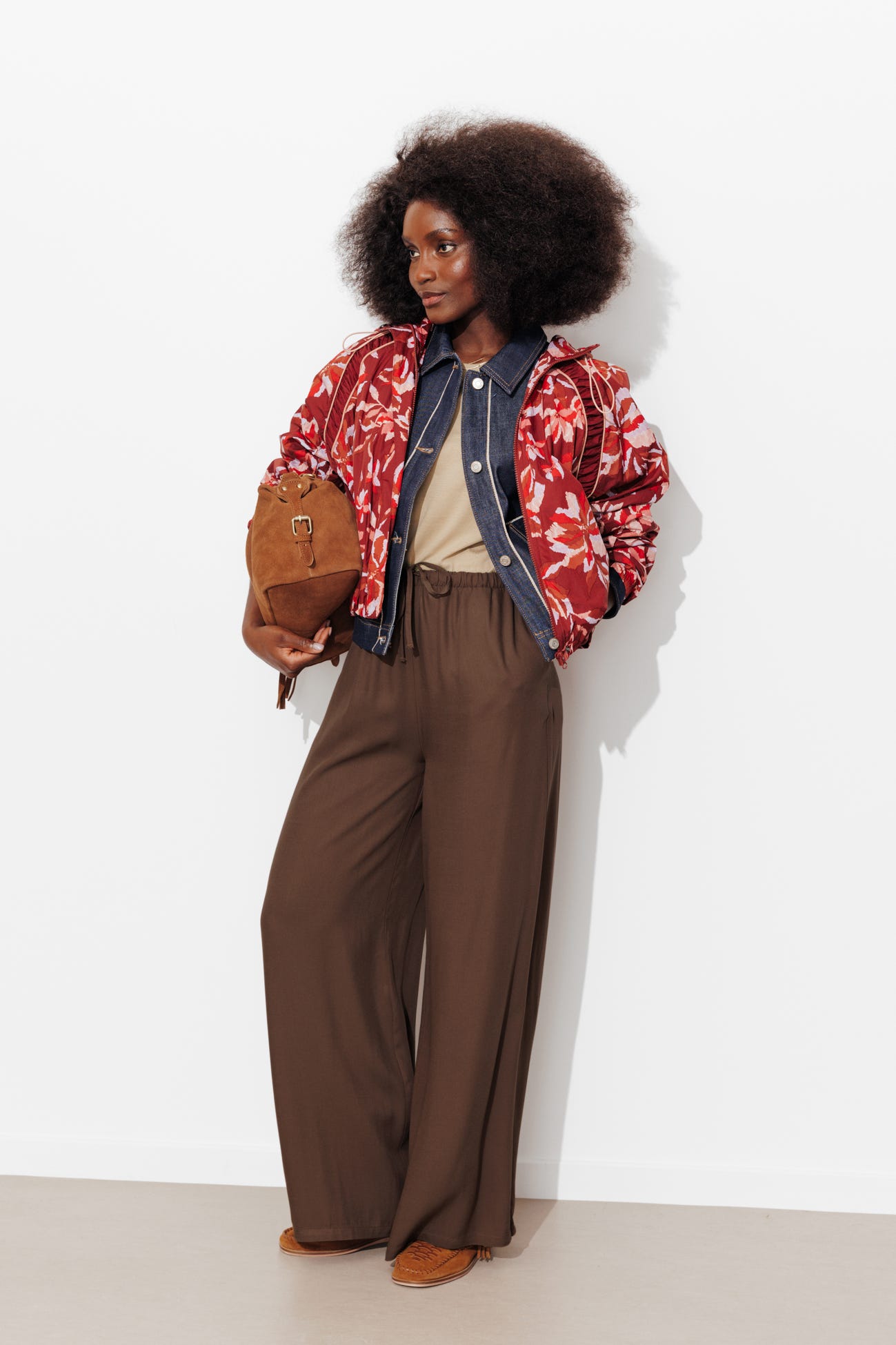 Pantalon large ceinturé Femme