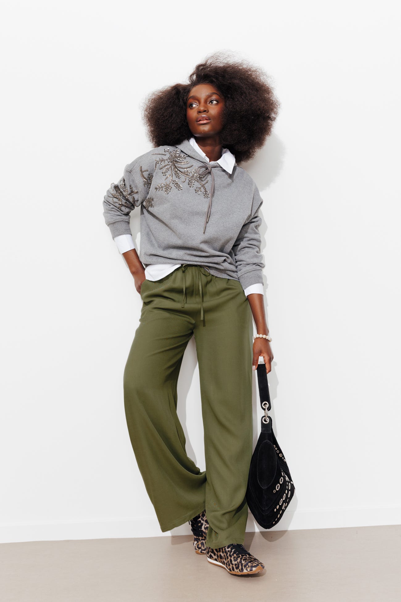 Pantalon large ceinturé Femme