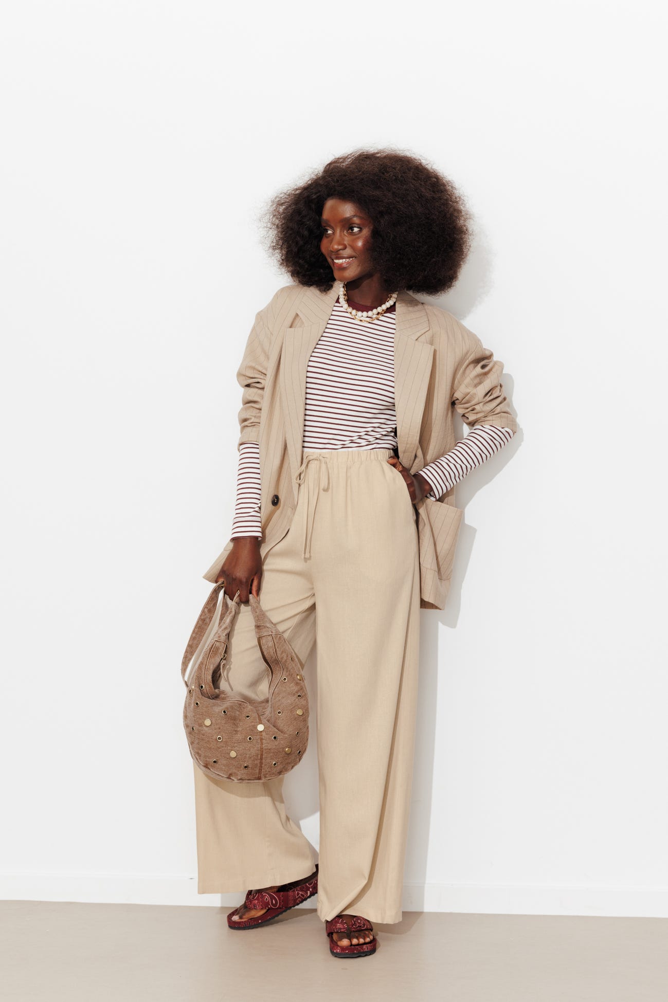 Pantalon large et uni Femme