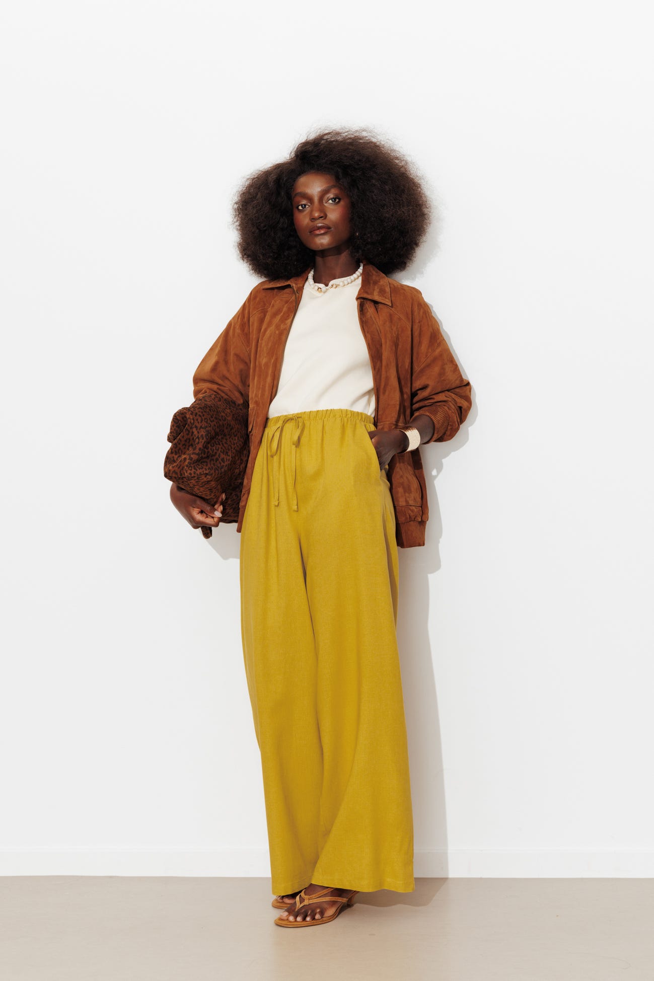 Pantalon large et uni Femme