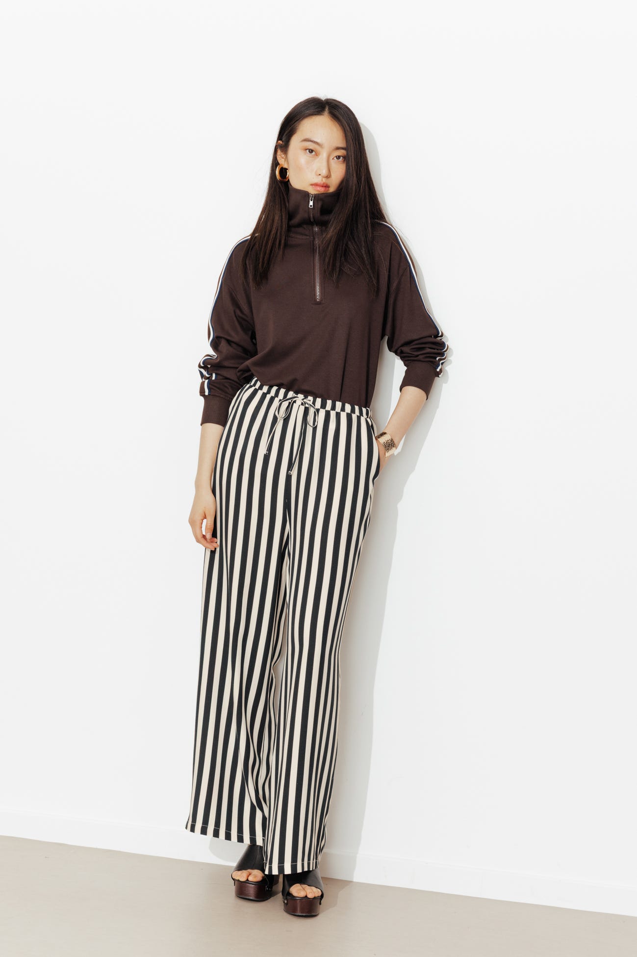 Pantalon large rayé Femme