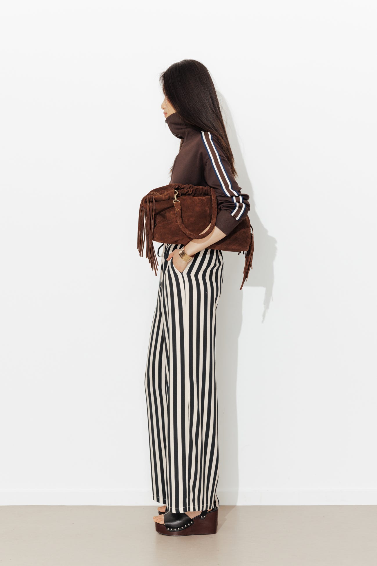 Pantalon large rayé Femme