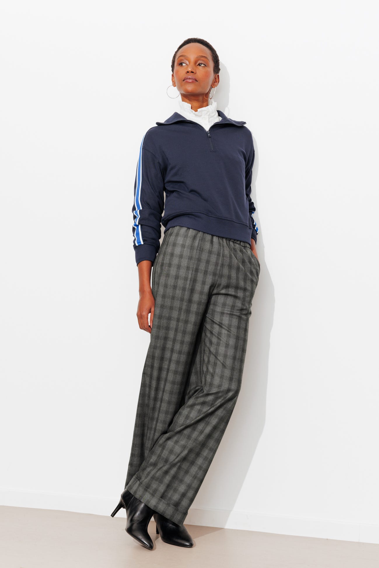 Pantalon large à carreaux