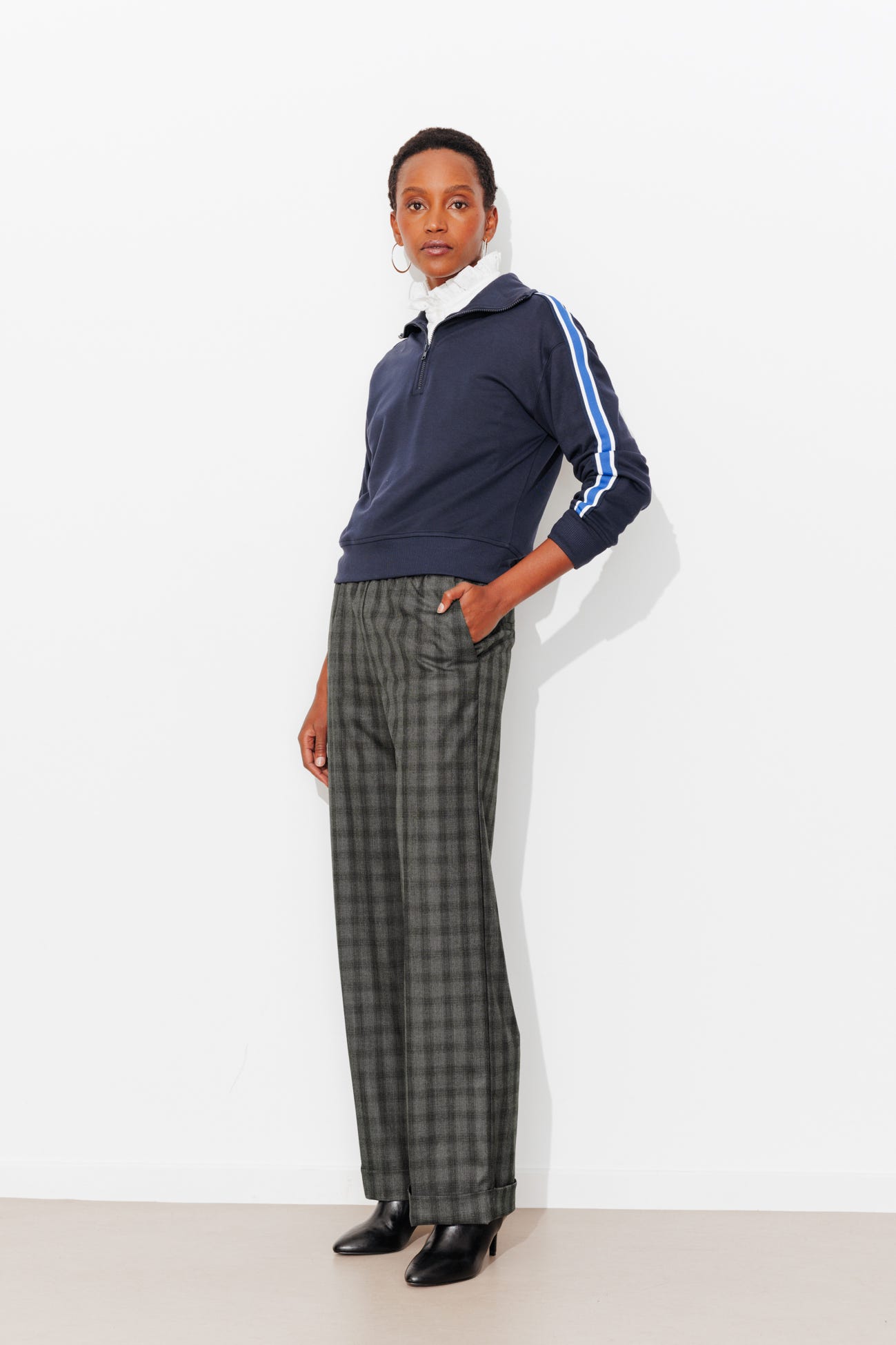 Pantalon large à carreaux